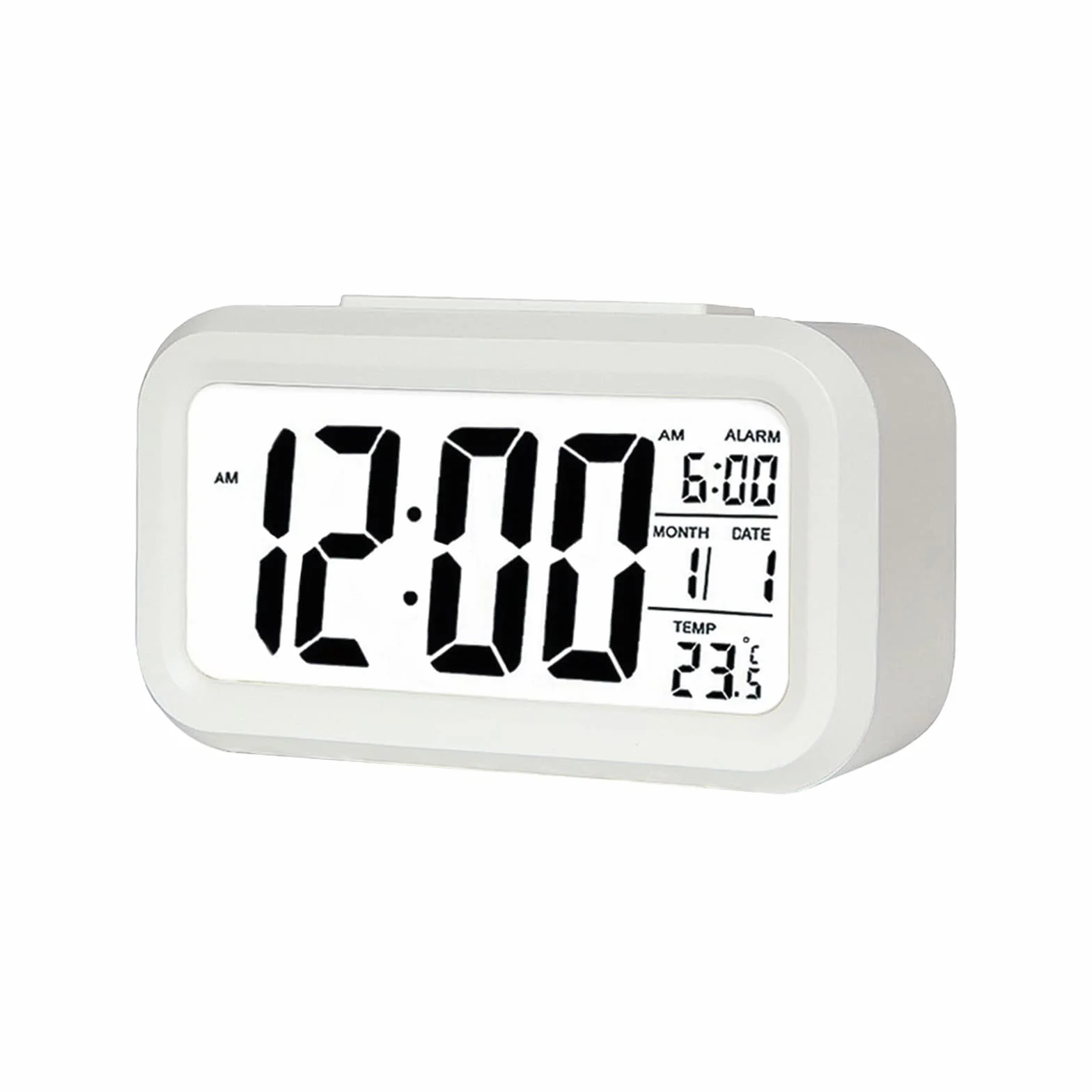 Reloj Despertador Digital, Jsdoin LED Pantalla Reloj Alarma Inteligente con Temperatura, Sensor de Brillo, 12/24 Horas, Función Snooze y Alarma para Dormitorio, Hogar, Oficina, Cocina(Batería)