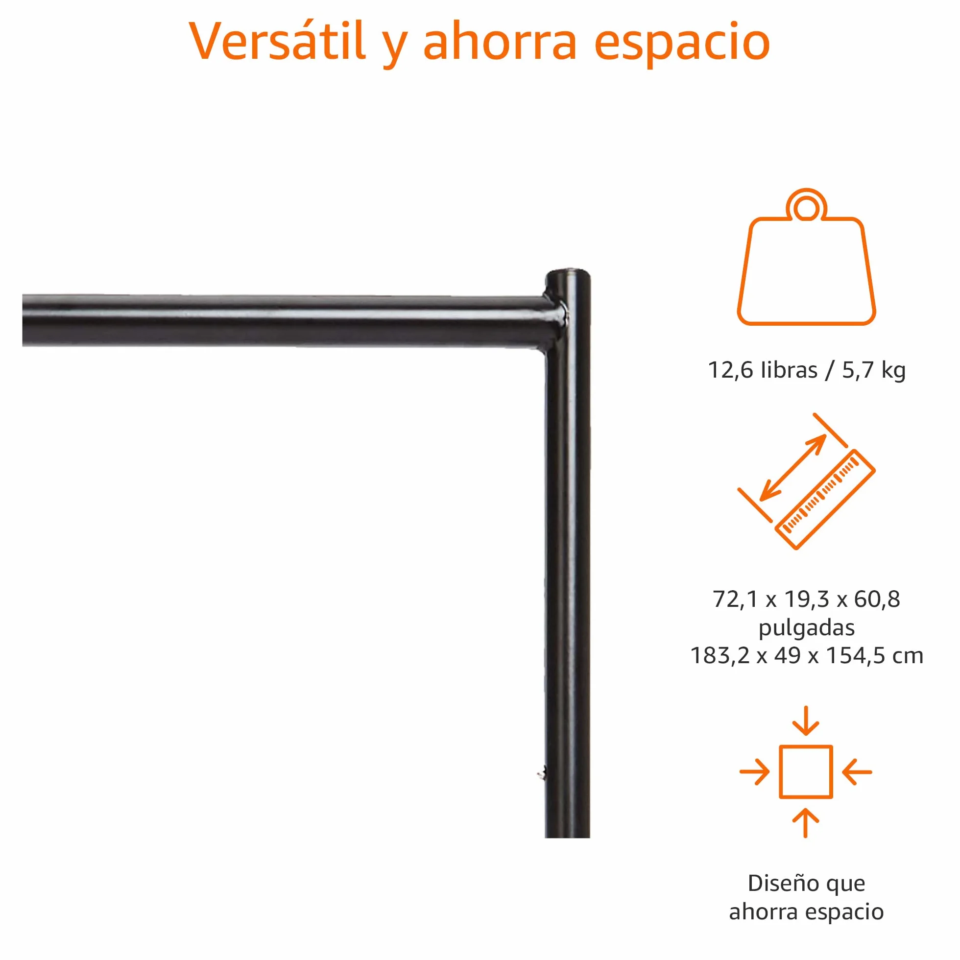 Amazon Basics Perchero para ropa 1,8 x 1,5 m negro
