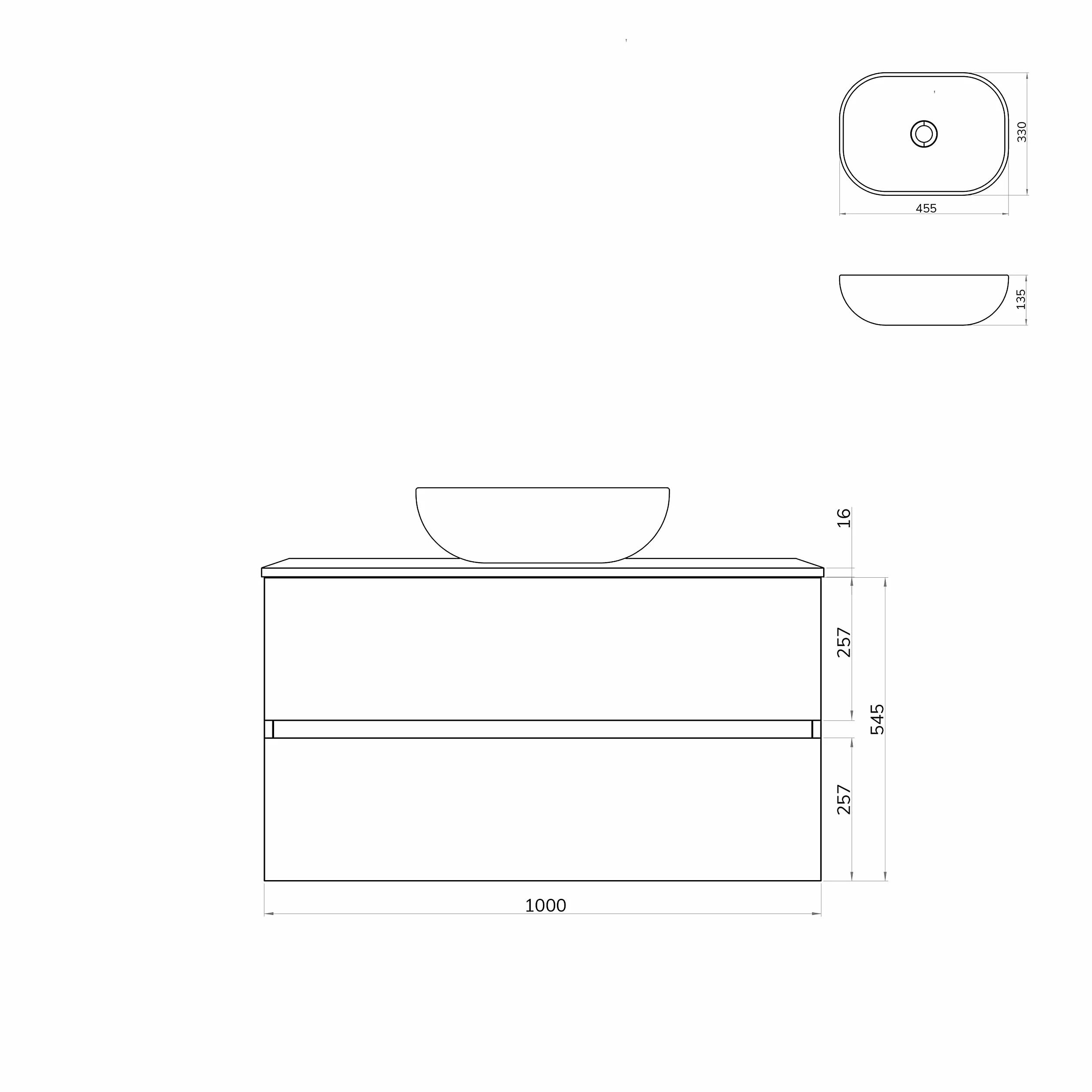 Baikal Baño Onyx, 2 cajones, suspendido en Pared, con Lavabo cerámico. Mueble Montado, Melamina 16,Mueble F46 + Top + Lavabo 100 cm Nature
