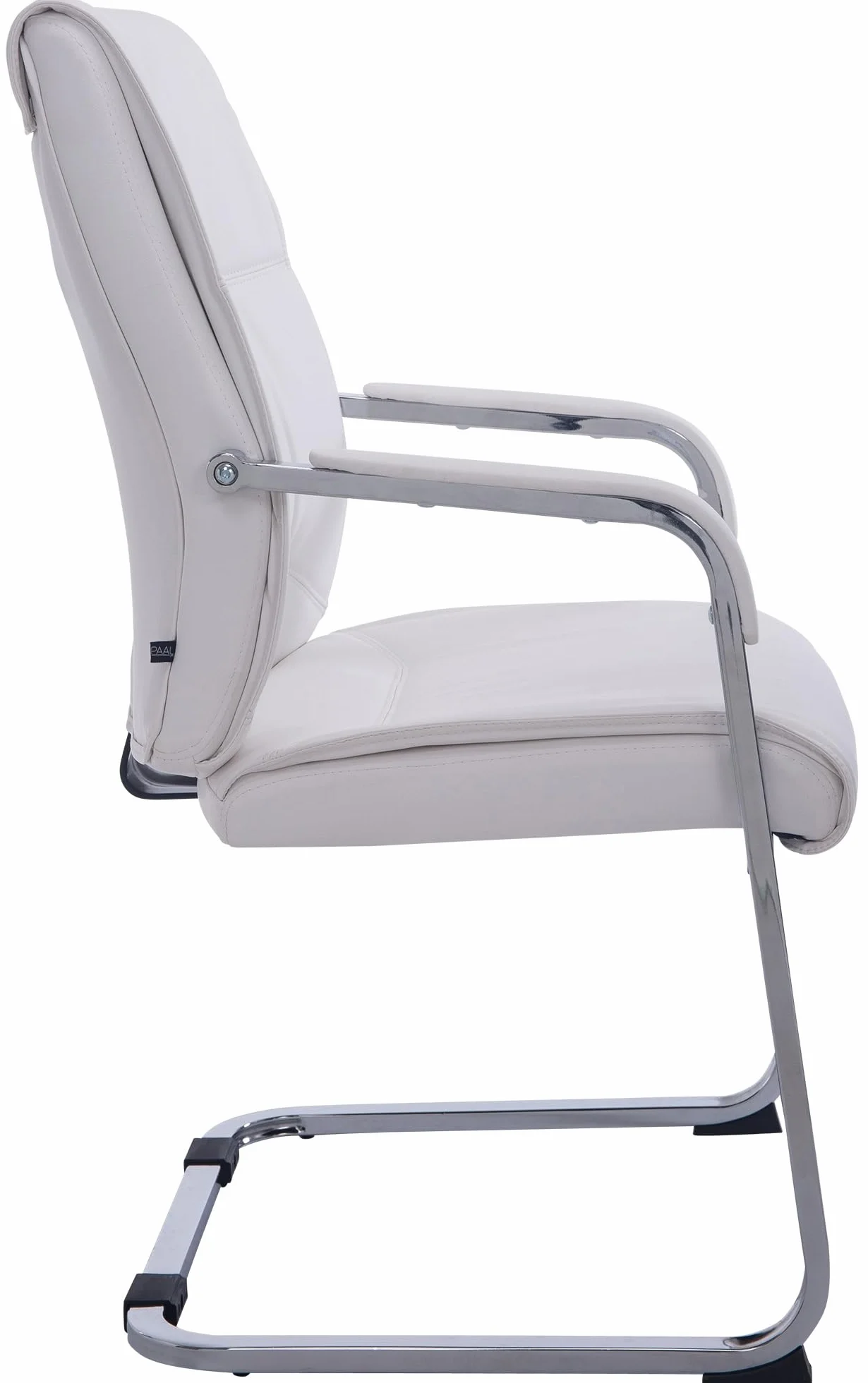 CLP Silla De Conferencia Anubis En Polipiel I Silla De Oficina En Estilo Cantiléver, con Reposabrazos & Base Metálica, Color:Blanco