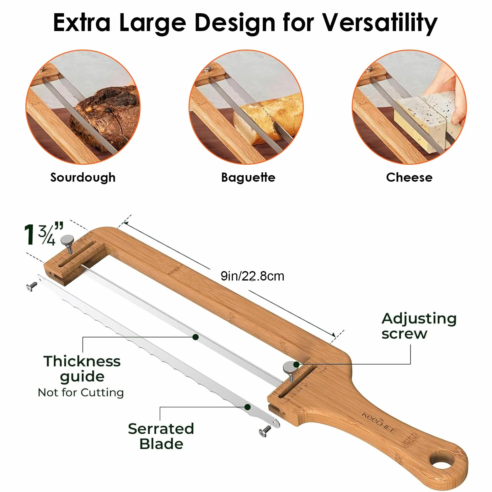 Cuchillo de Pan Profesional de 28 cm, Cuchillo Panero con Mango de Madera para Cortar Pan, Baguettes y Hogazas, Cortador de Pan Manual de Alta Precisión