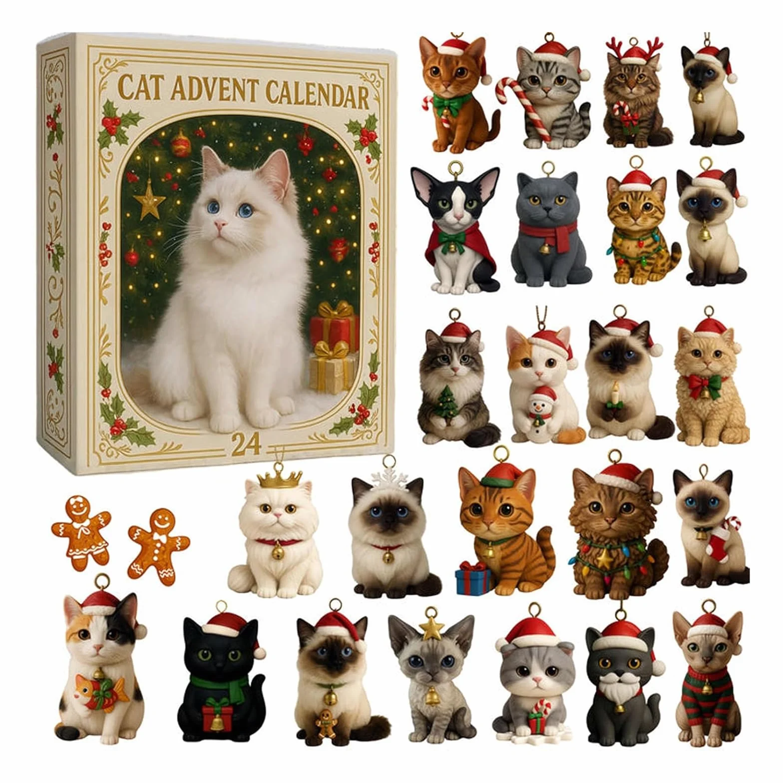 Calendarios de Adviento para Gatos y Perros 2025, Adornos Acrílicos 2D, Colgante de Gatito, Calendario de Cuenta Regresiva