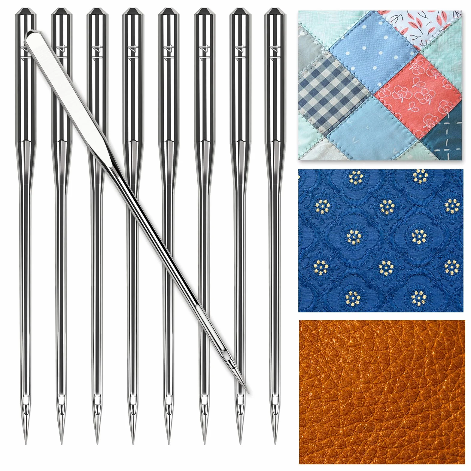 100 agujas de máquina de coser resistentes tamaño 10/18 para el hogar, agujas universales regulares para máquinas de coser para cuero, telas de algodón grueso