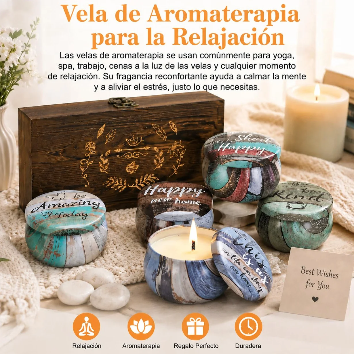 Velas Perfumadas para Mujer Navidad Regalar Amigo Madre Juego de Vela Aromáticas Relajantes de Soja Naturales Decorativas Set Regalo Cumpleaños Compañera Regalos Boda para Invitados