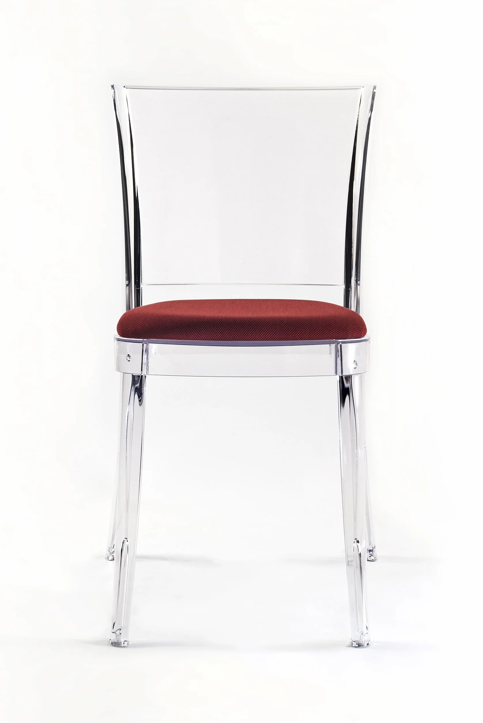 Lucienne - Silla transparente Neutro - Pack de 4 piezas - con cojín de Trevira Kat Rojo Tricolor - 16C2000