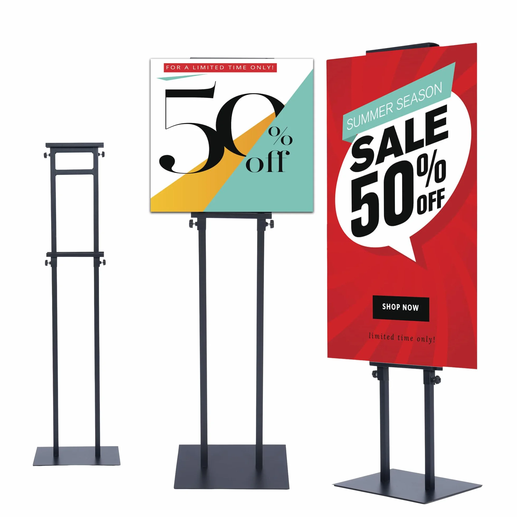 uyoyous Expositor publicitario de doble cara con altura regulable, apto para carteles publicitarios de entre 12 y 201 cm | Expositor para póster vertical, soporte publicitario para eventos adaptados a las alturas de letreros de 12 cm a 200 cm