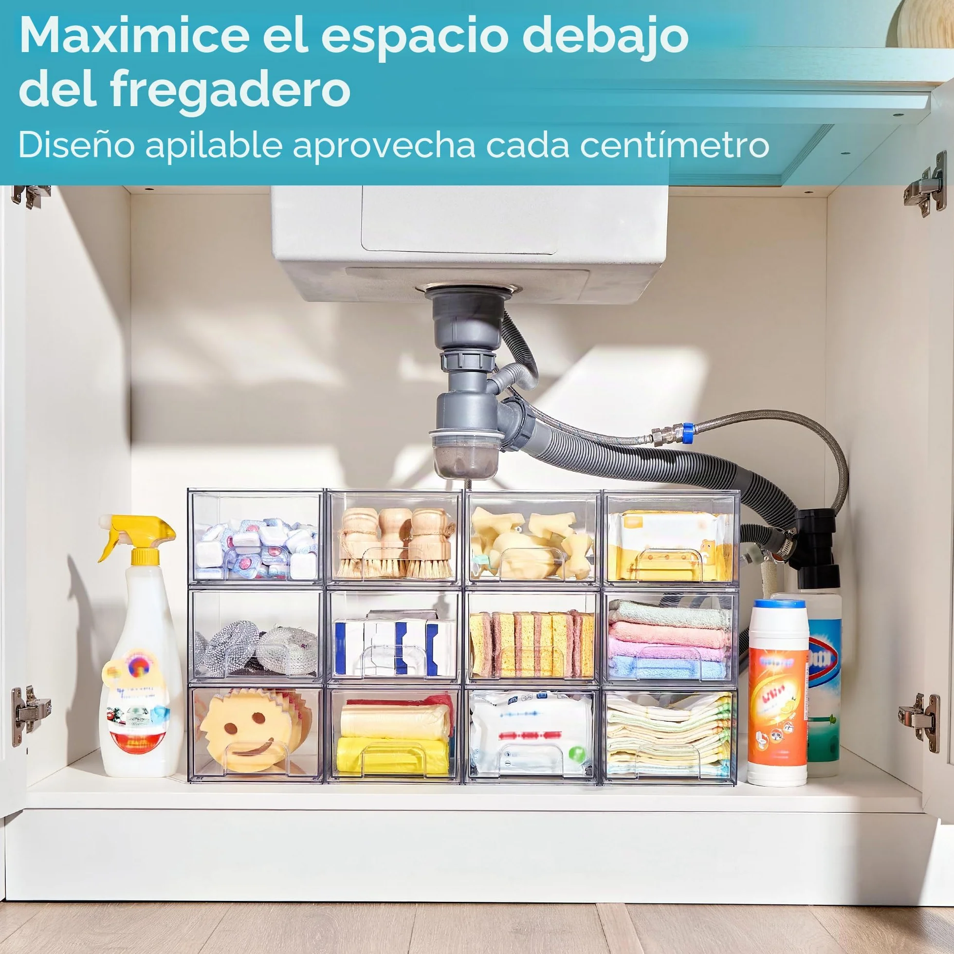 Vtopmart Cajones Apilables de Almacenamiento de Maquillaje, Organizadores de Baño de Acrílico