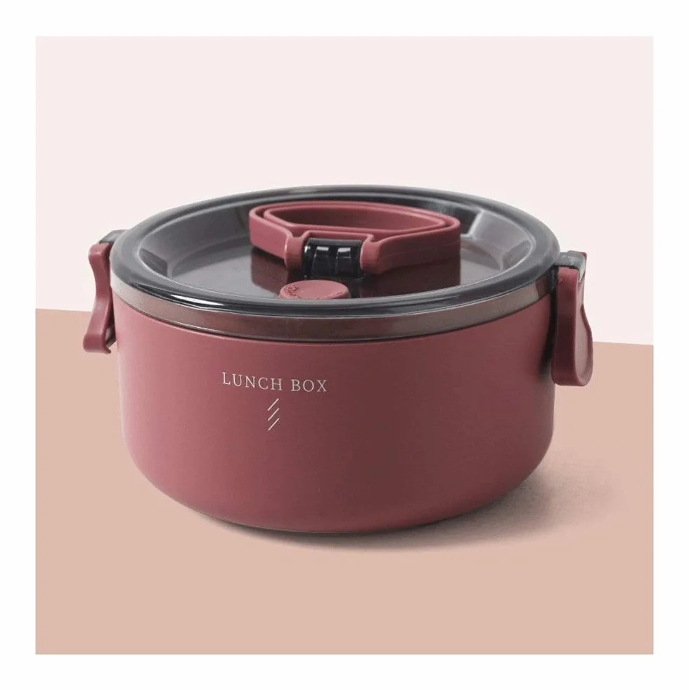 fiambrera bento, Fiambreras Bento Box de varios compartimentos, material libre BPA, contenedor térmico for alimentos for la oficina(Red 1)