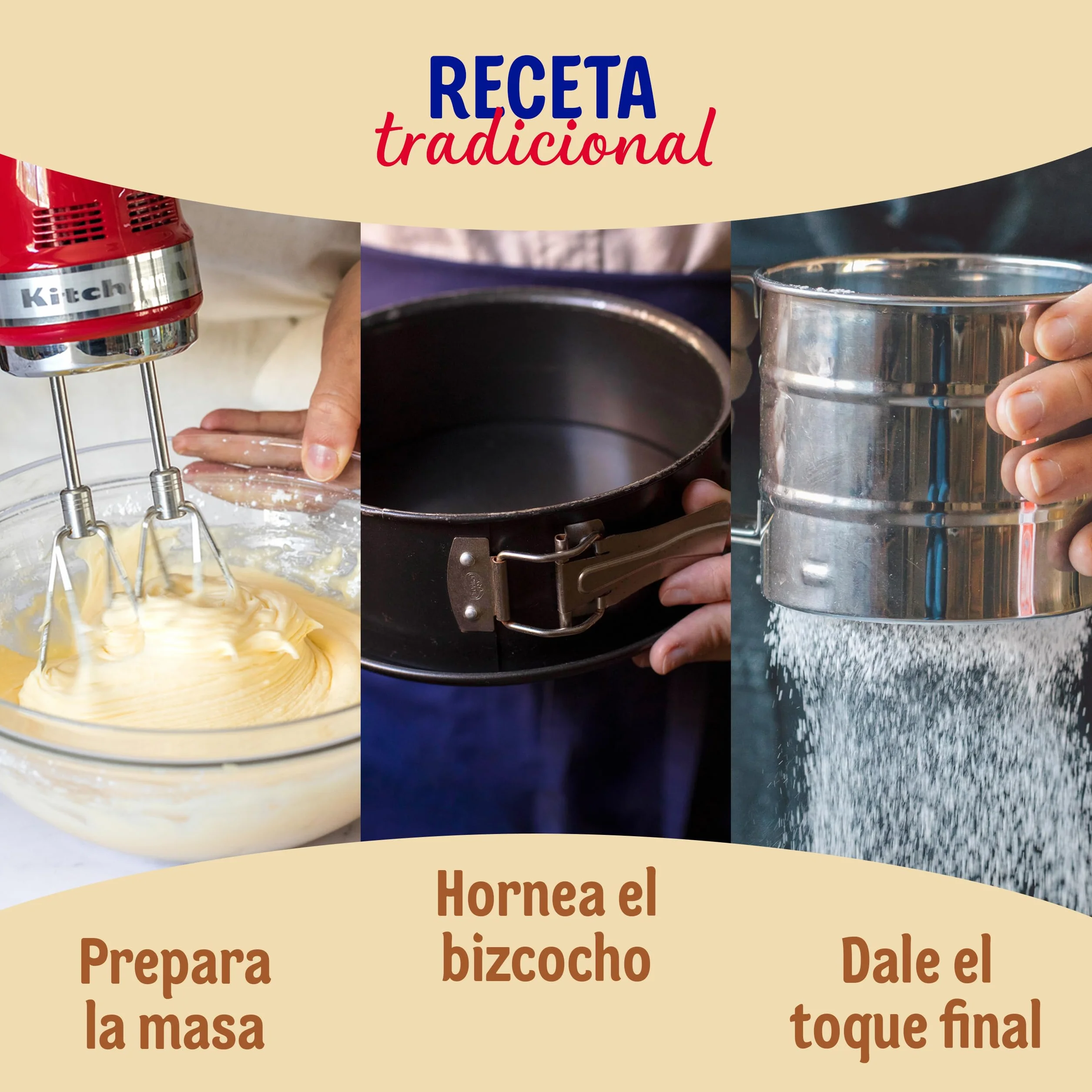 DR. OETKER Bizcocho Casero, preparado de repostería para bizcocho esponjoso 340 g con sobre de azúcar glas 10 g