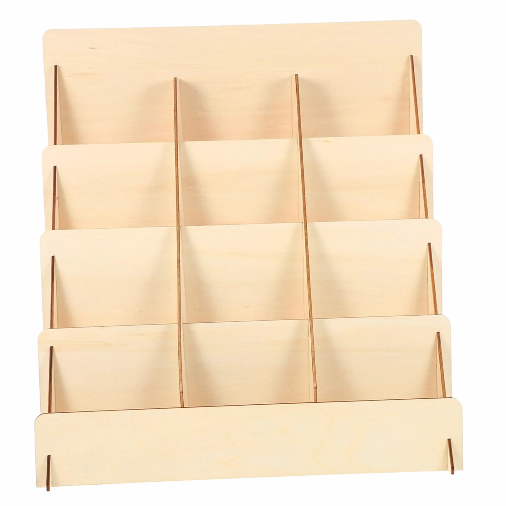 Uonlytech Porta Tarjetas de Felicitación de Madera 4 Niveles, Organizador Versátil para Exhibición en Mesa y Optimización de Espacio Estilo Rústico Natural