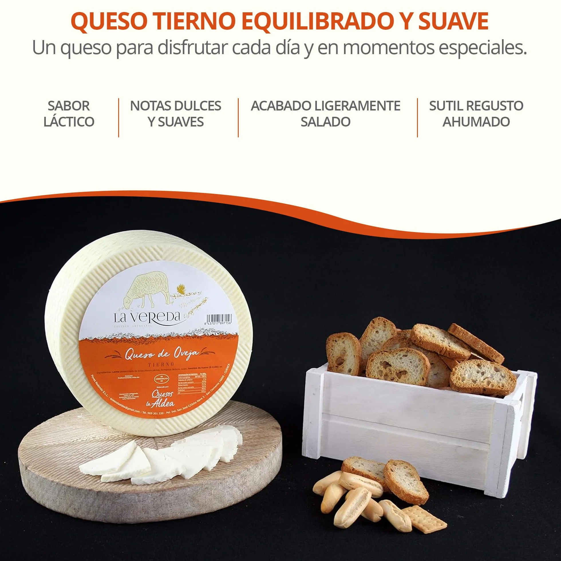 Queso Artesano Tierno de Oveja Pasteurizado 1 kg | Cesta Gourmet Regalo