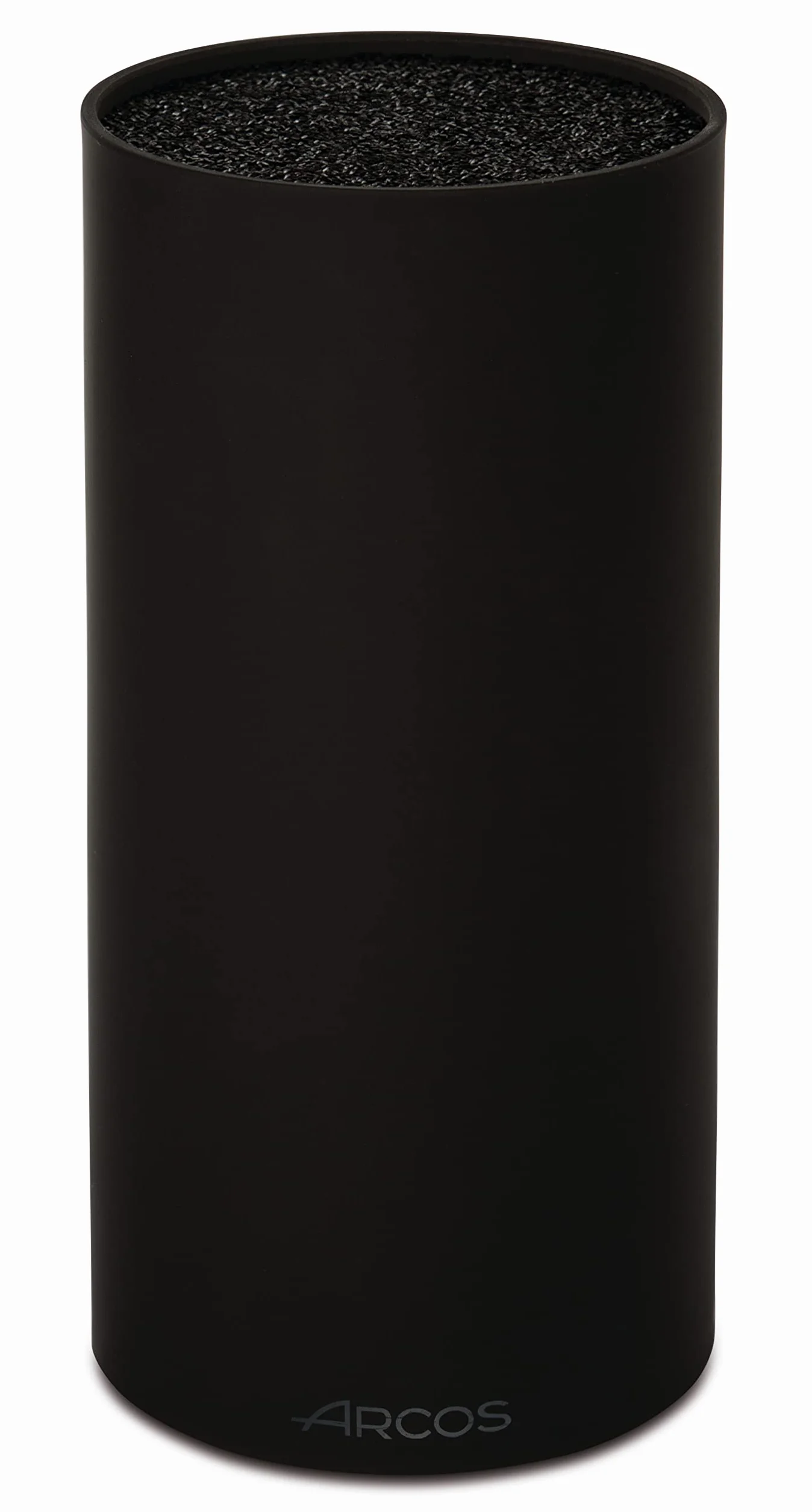 ARCOS Taco Redondo Protector de Cuchillos hasta 20 Cm. Bloque para Cuchillos de Diseño Moderno Fabircado en Caucho Termoplástico. 110 x 225 Mm. Color Negro