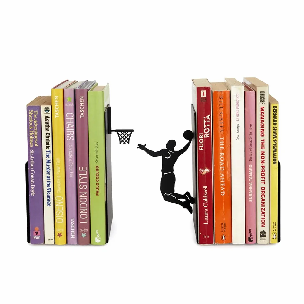 Balvi Sujetalibros Slam Dunk Color Negro Soporte para Libros de Estantería en Forma de Jugador Balonc