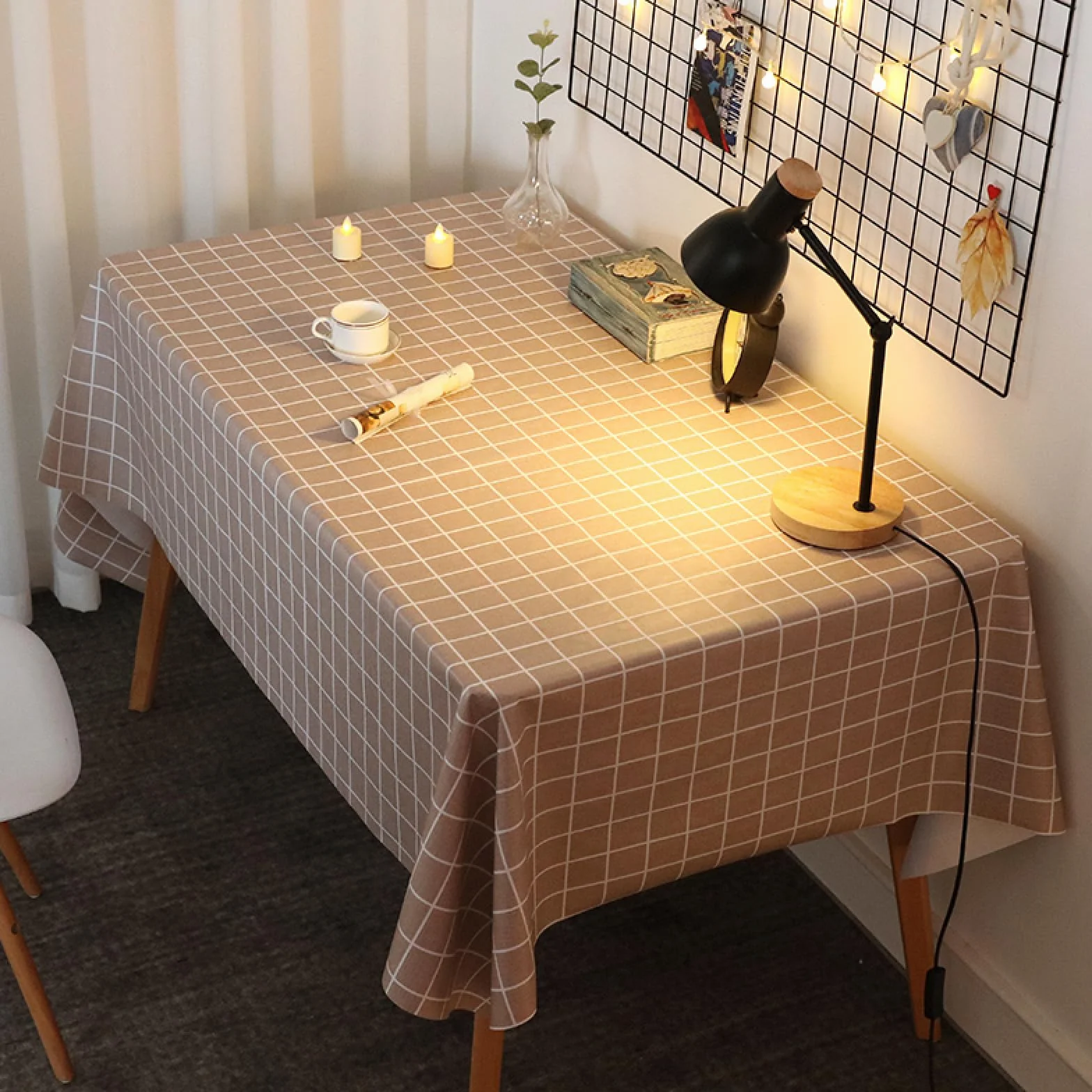 Manteles Mesa Antimanchas Impermeable Anti Hot Wear Resistant Nórdico o para Cocina Comedor Beige a 140 × 220cm