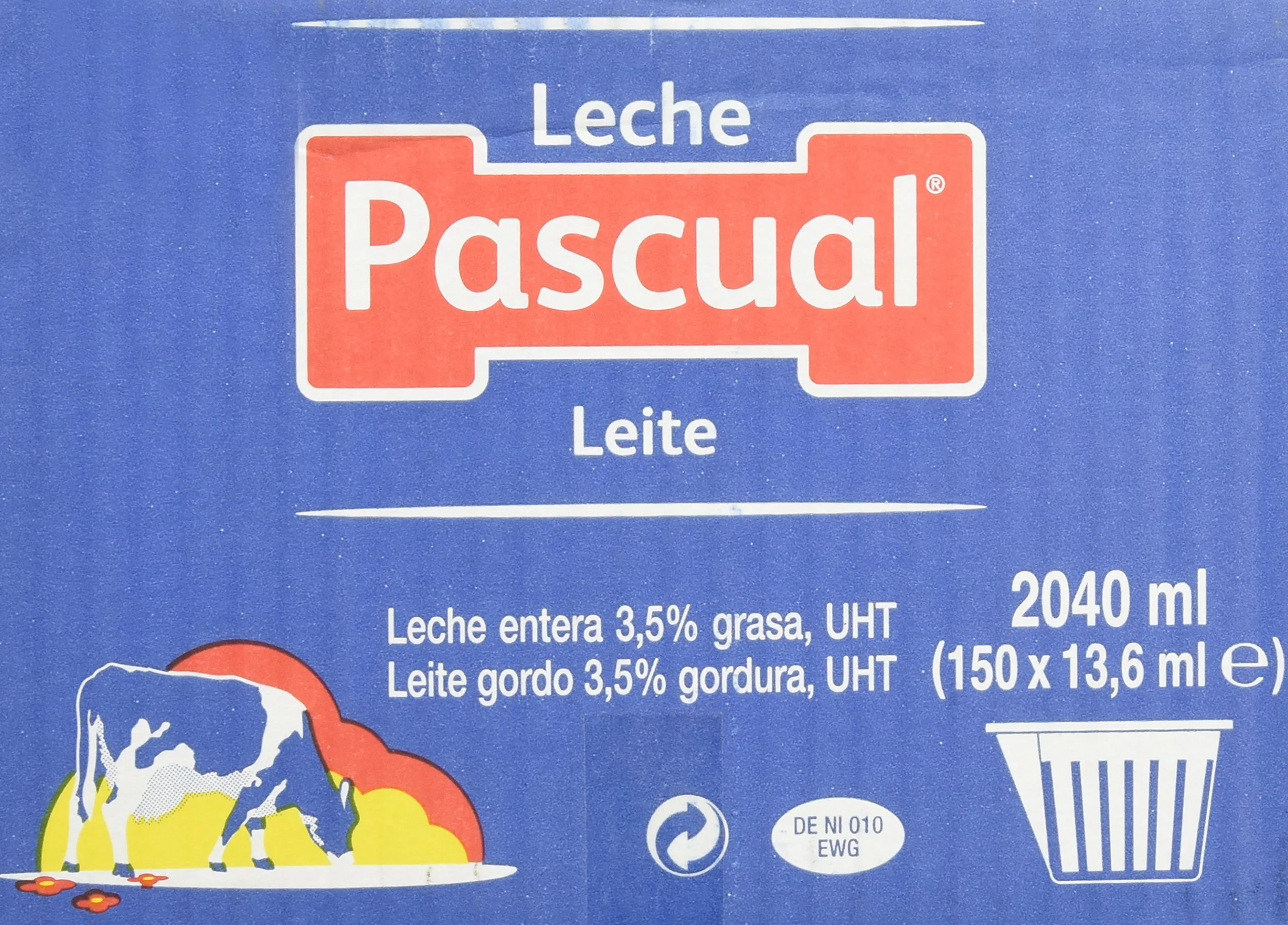 Leche Pascual Entera Caja 150 Tarrinas 14 ml Monodosis Sin Refrigeración