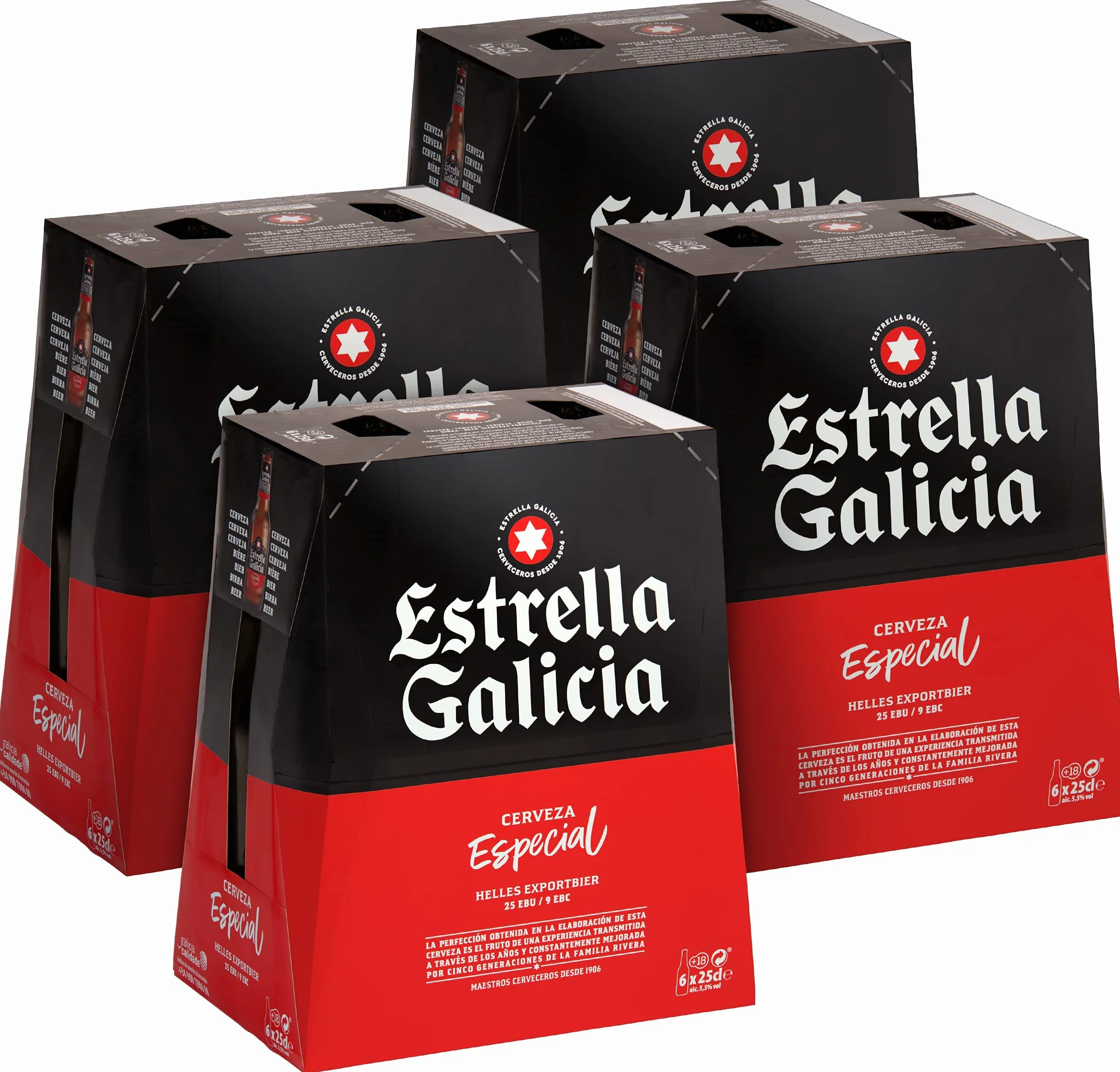 Estrella Galicia Especial Cerveza Lager Pack 24 Botellas 25 cl 5,5% Vol