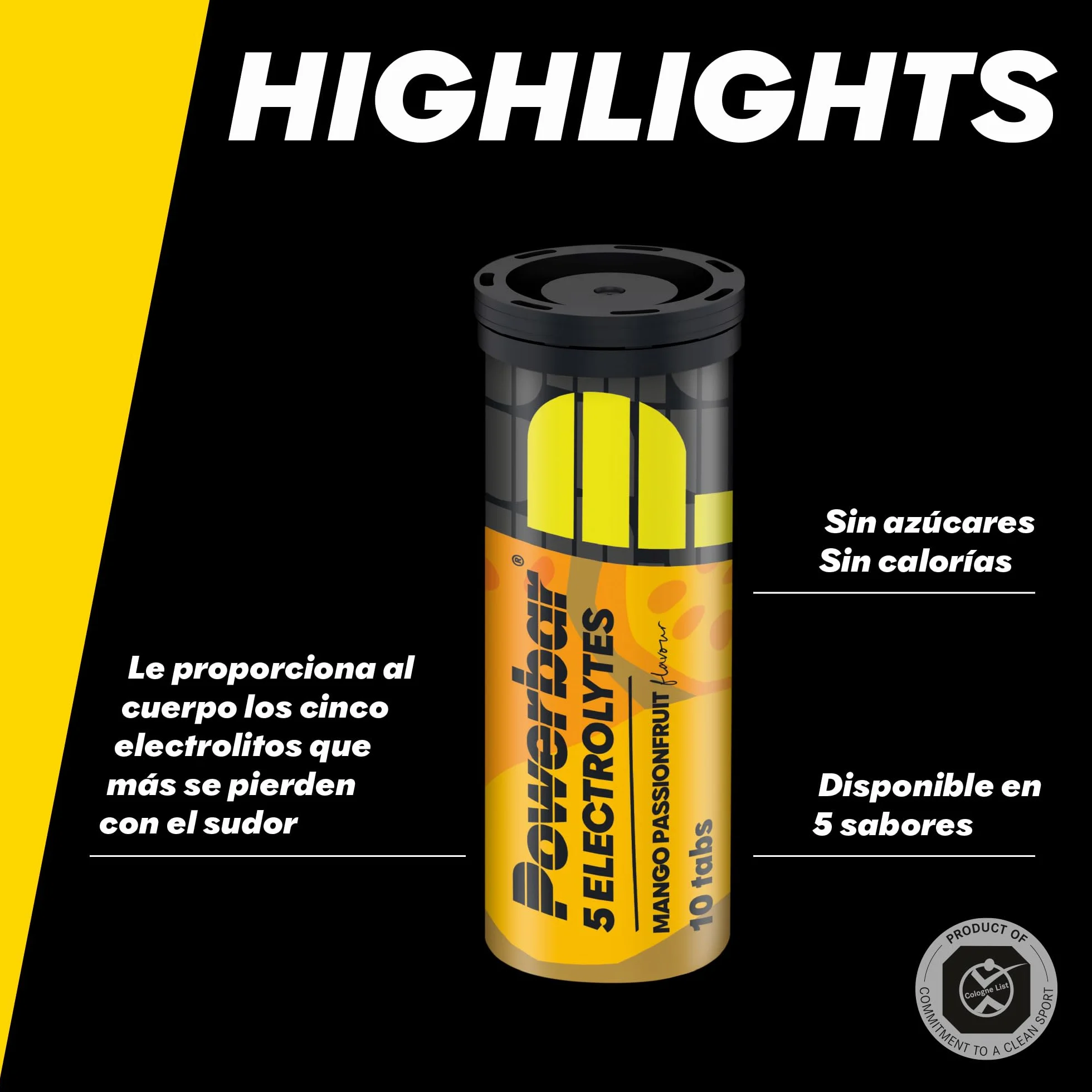 PowerBar 5 Electrolytes Mango-Passionfruit 12x10Tabs Pastillas Efervescentes