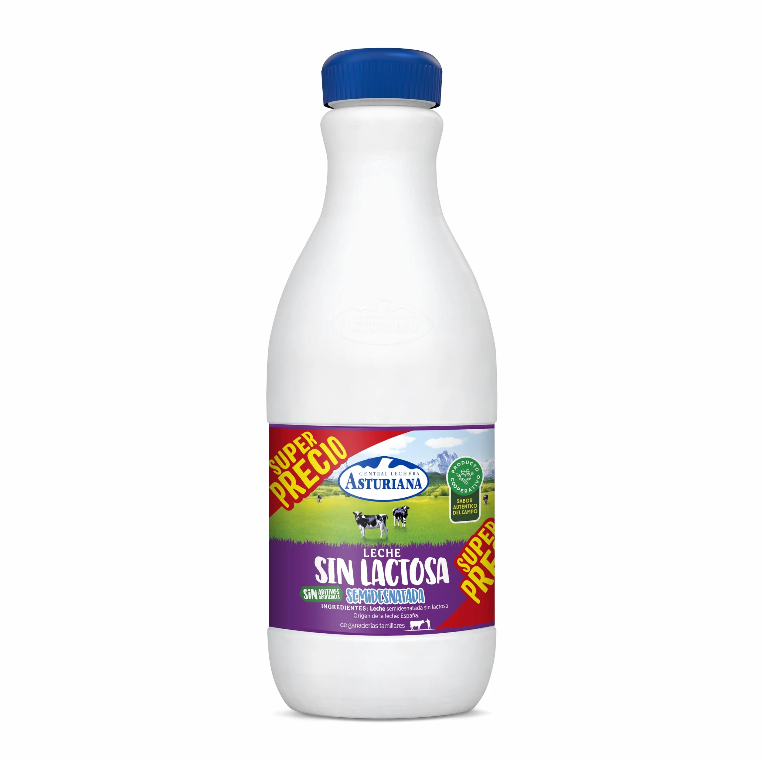 ASTURIANA leche semidesnatada sin lactosa 1.5 lt