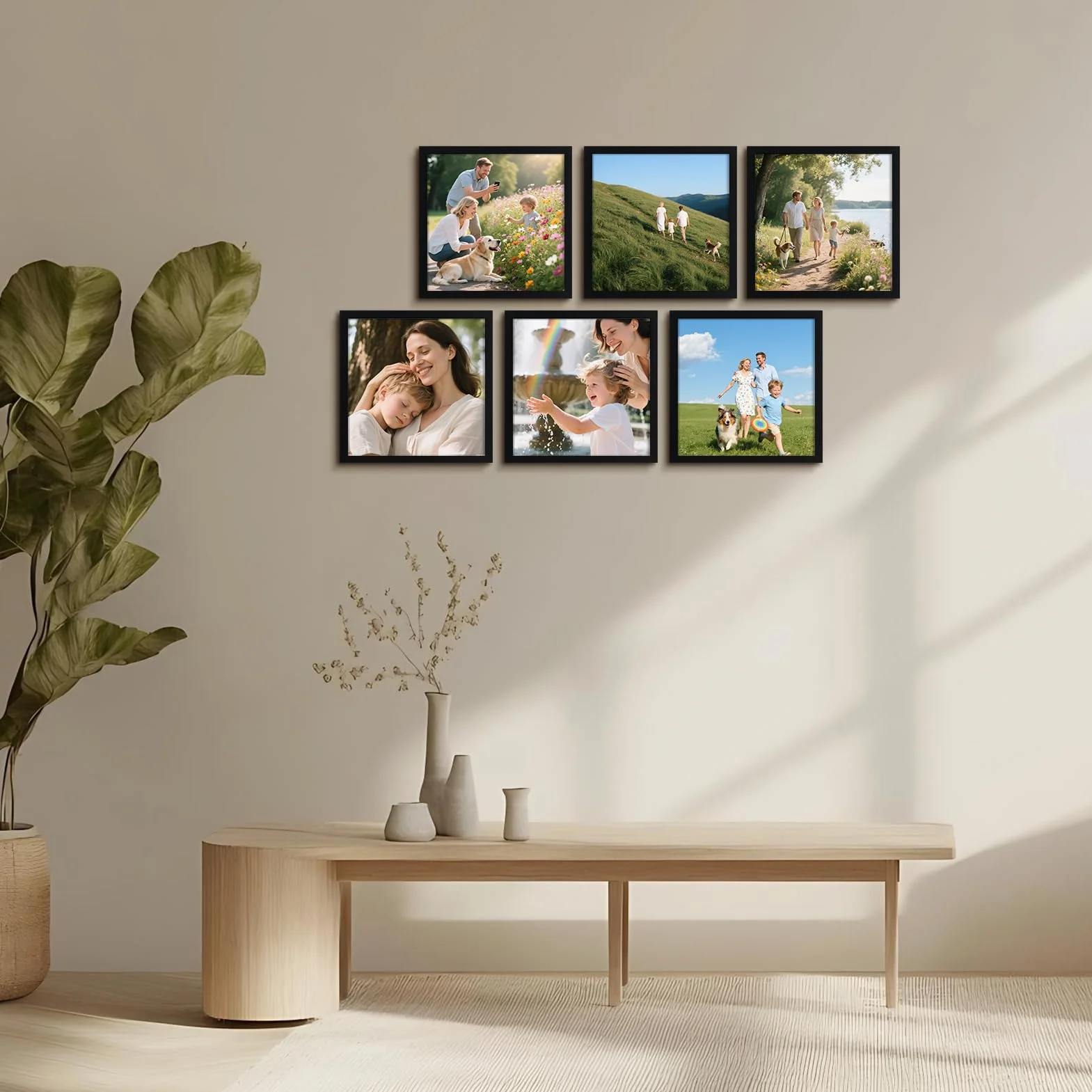 Giftgarden Juego de 12 Marco 20x20, Marcos para Cuadros de PVC Negro Ideal para Fotos, Pósters y Certificados, para Colgar en la Pared o Colocar Sobre una Mesa