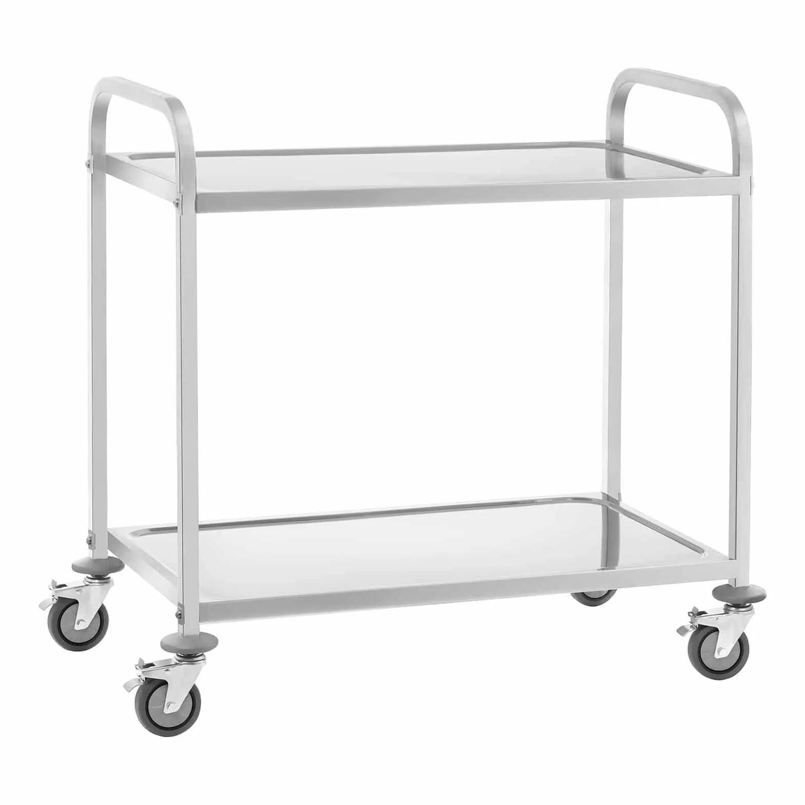 Royal Catering RCSW 3E Carro Cocina Carrito de Servicio con Ruedas (2 Estantes, Distancia entre estantes 59 cm, Capacidad 200 kg, Acero inoxidable)