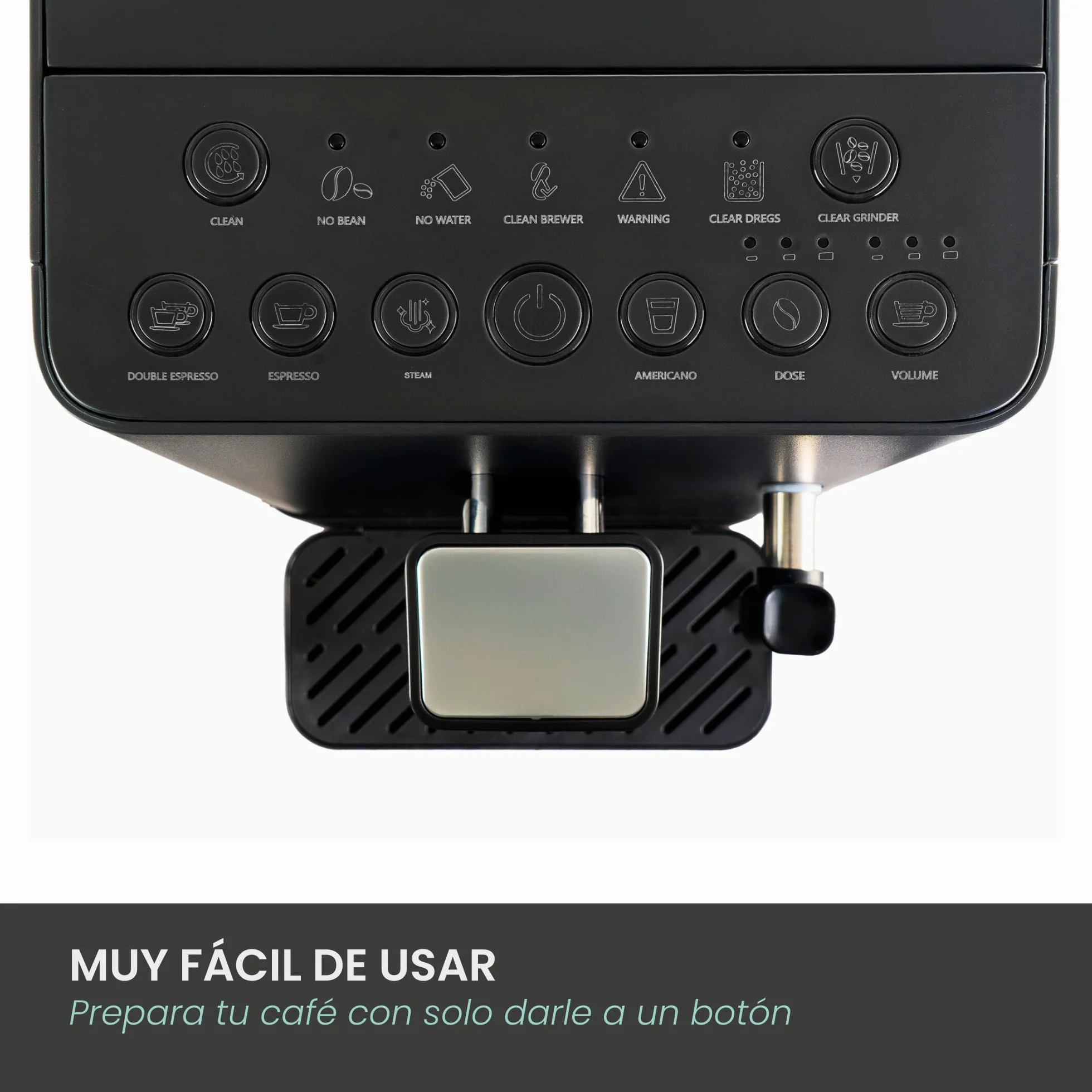 Jocca - Cafetera Superautomática 20 Bares, 1350W, Depósito 1,5L, Molinillo Integrado 15 Niveles, Vaporizador de Leche, Funciones Espresso, Doble Espresso y Americano, Sistema de Autolimpieza