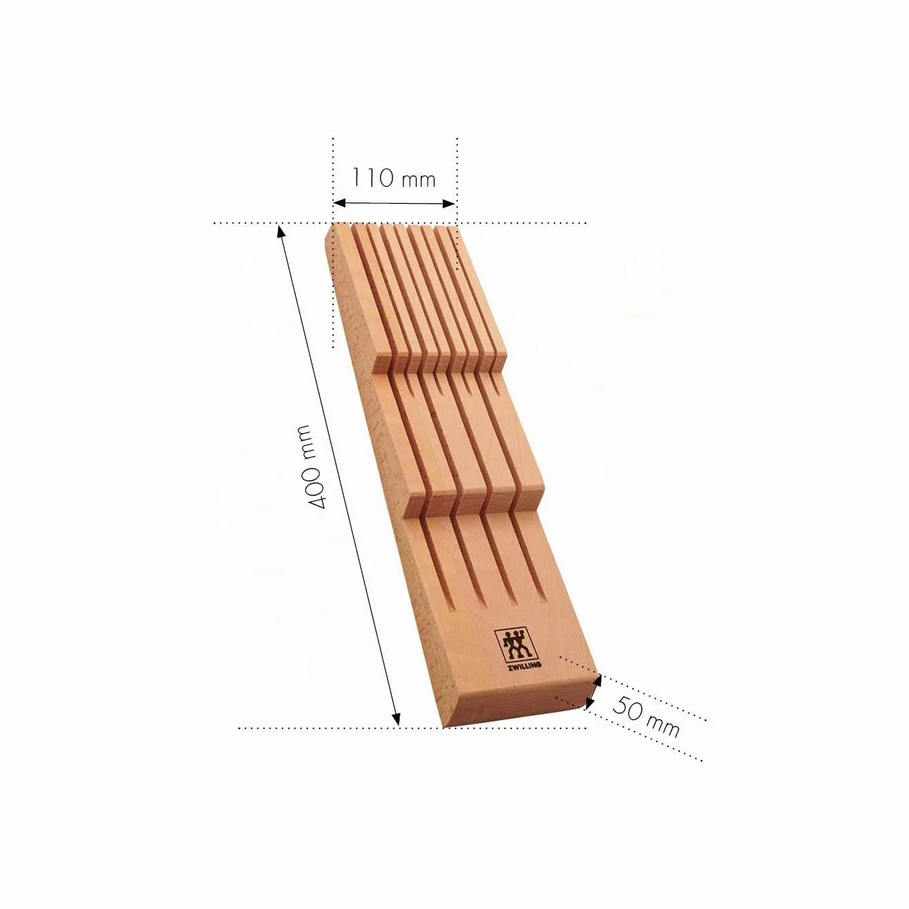 ZWILLING Organizador de cajón para cuchillos de cocina, Soporte de madera, 8 cuchillos, Marrón