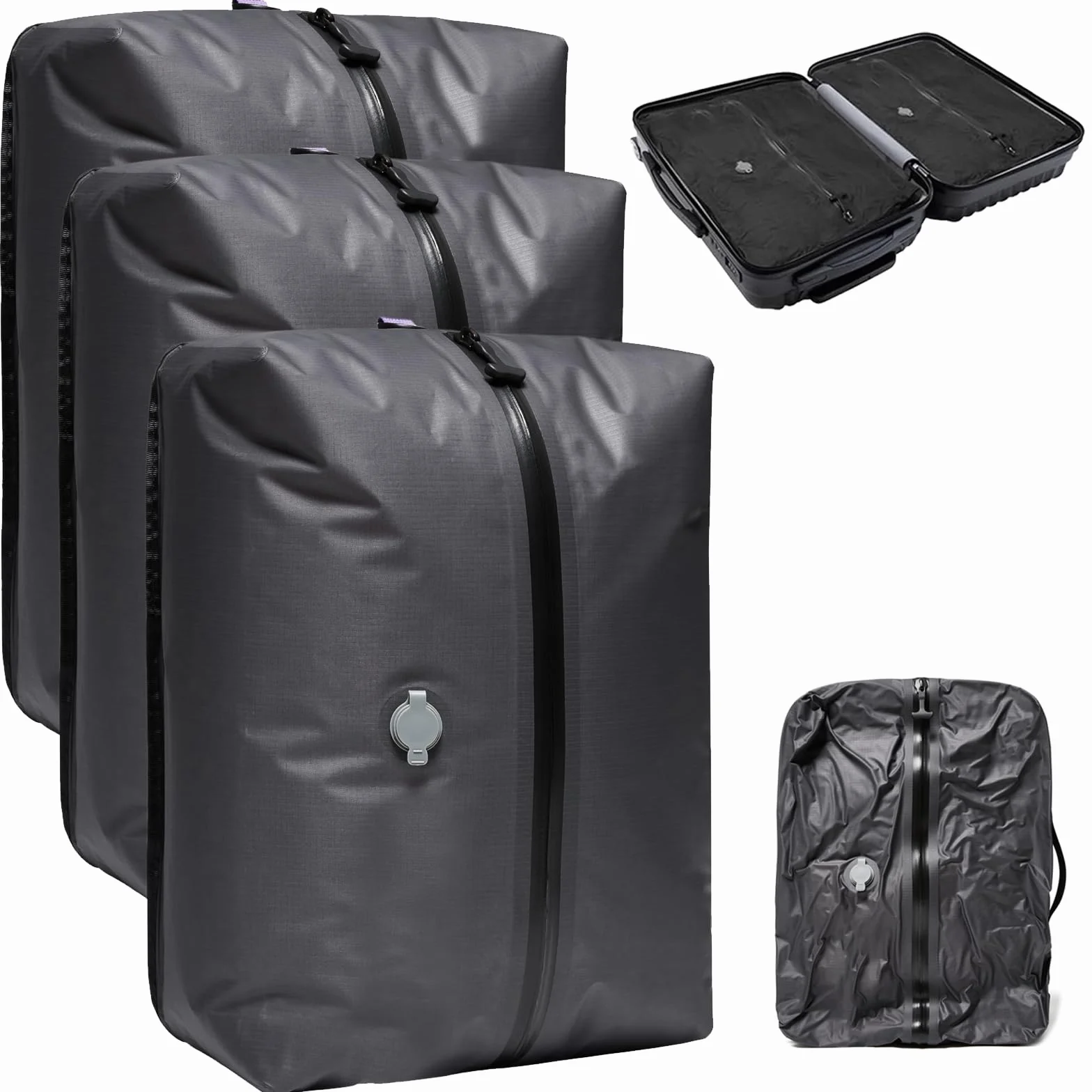 3 Piezas Bolsas Vacio Ropa, Bolsas Vacio Ropa Viaje, Bolsas Compresion Viaje, con ventana transparente y asa, ahorra espacio, para maleta, mochila