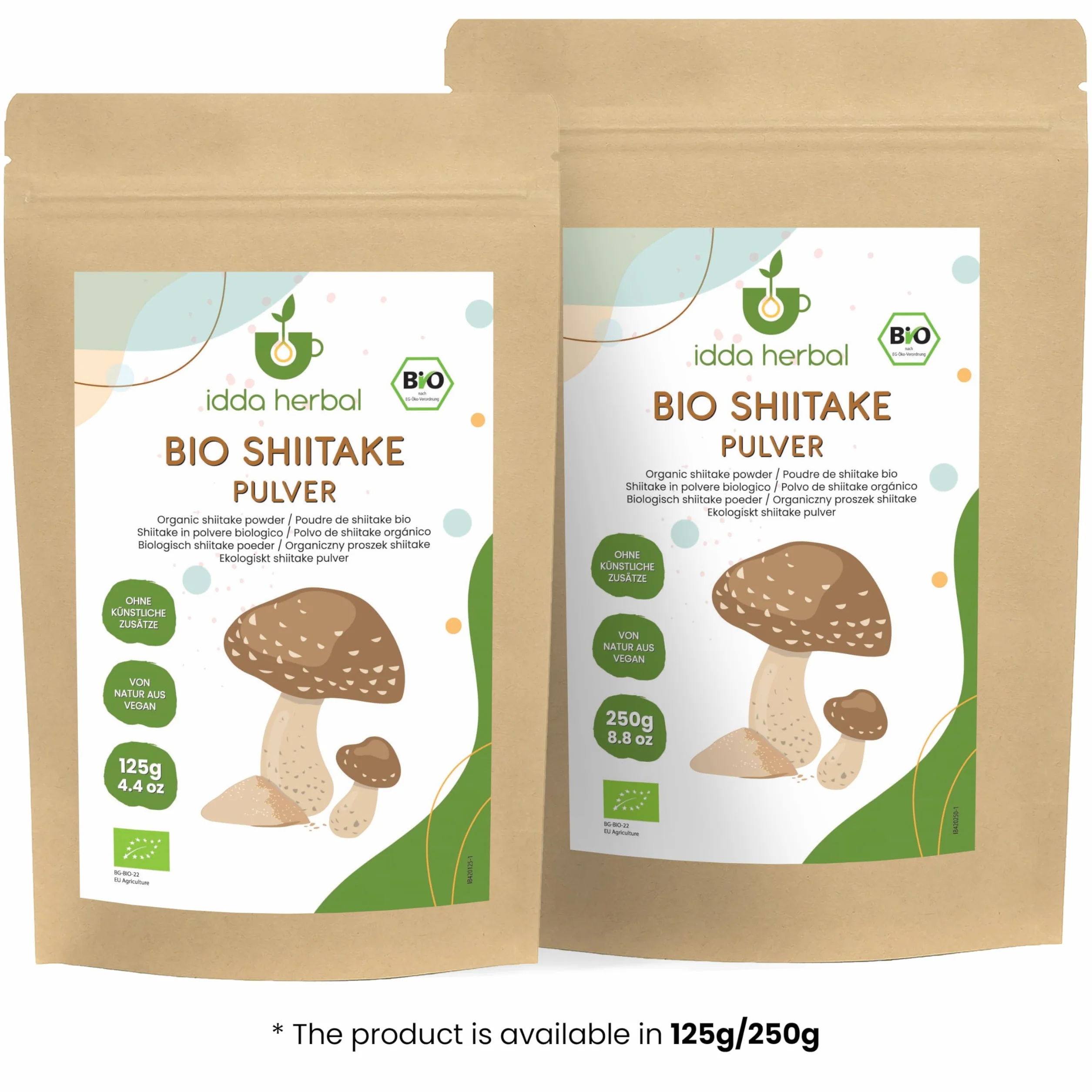 Setas Shiitake Orgánicas Molidas 125g Polvo Deshidratadas para Cocinar