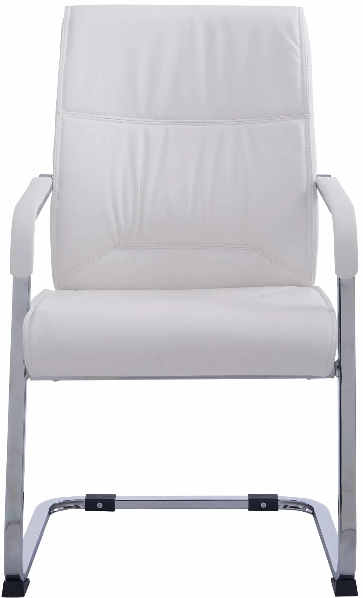 CLP Silla De Conferencia Anubis En Polipiel I Silla De Oficina En Estilo Cantiléver, con Reposabrazos & Base Metálica, Color:Blanco