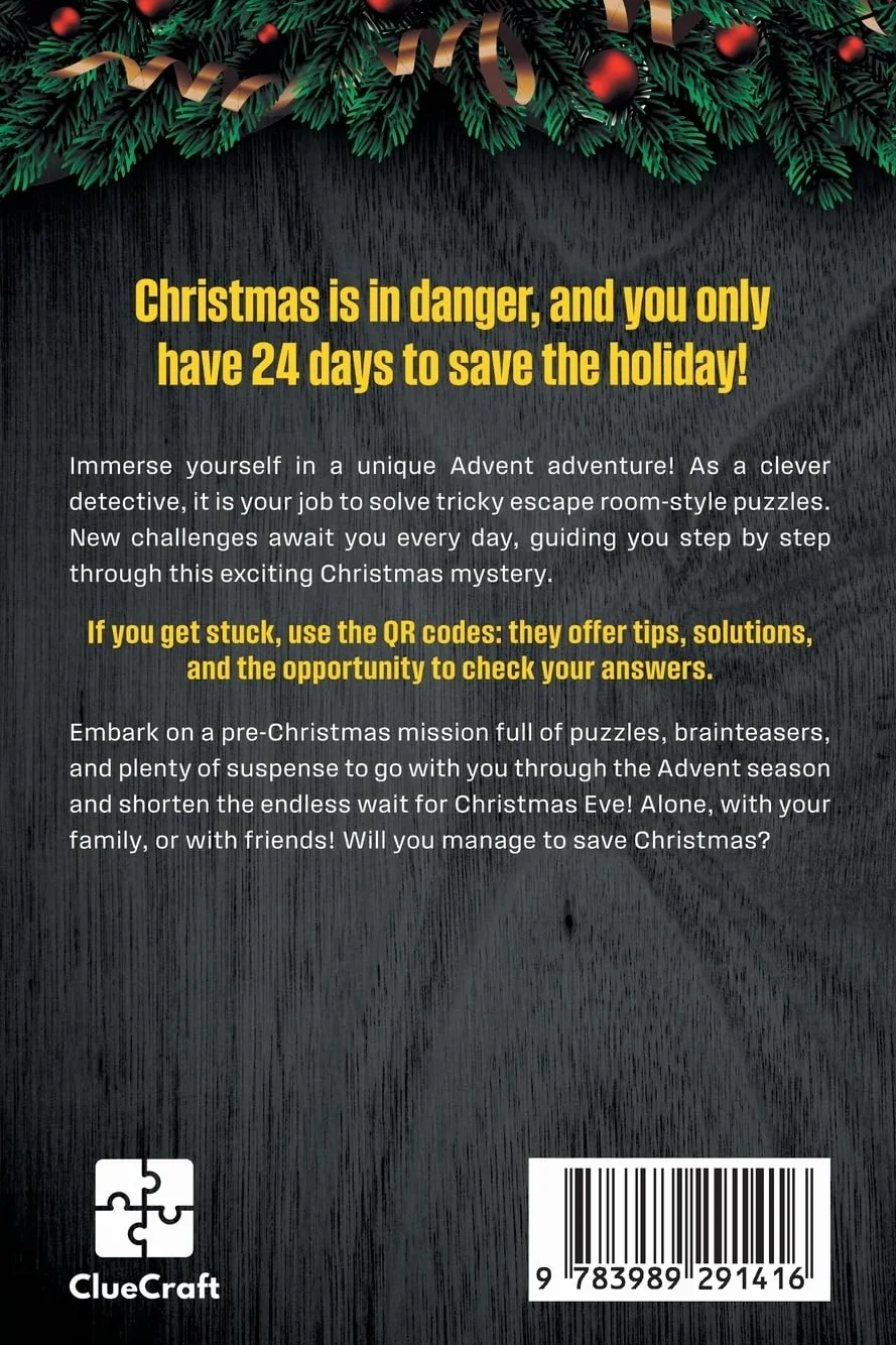 Escape Room Advent Calendar: Christmas Crime to Solve - 24 Days Riddle Book for Adults
