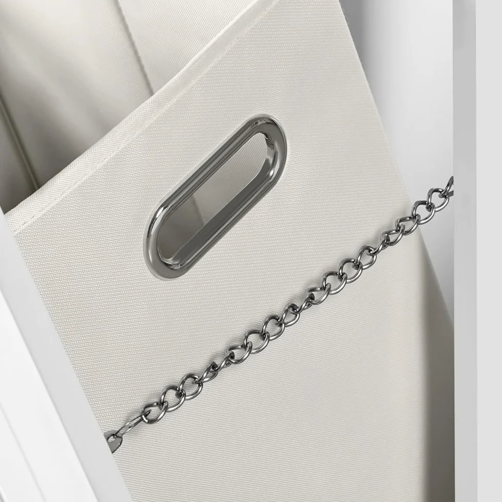 Yaheetech Armario de de Baño Alto Mueble Auxiliar de Baño 45x30x180 cm Armario Estrecho con 1 Armario Cerrado de 3 Estantes Ajustables 1 Cajón y 1 Cesta de Lavandería Blanco