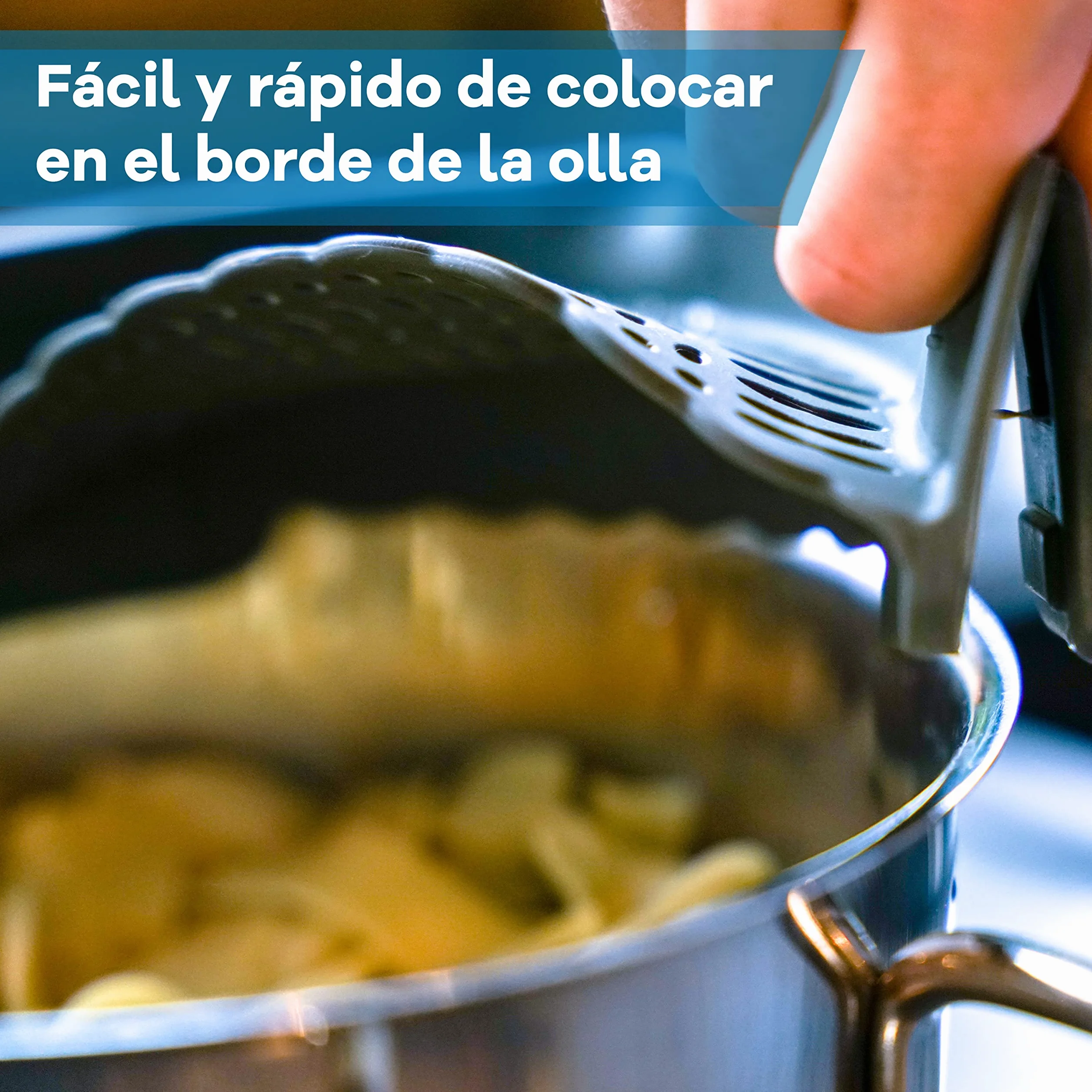 Netrox Colador plegable de silicona para pasta verduras frutas ollas flexible con clips de agarre apto lavavajillas Gris