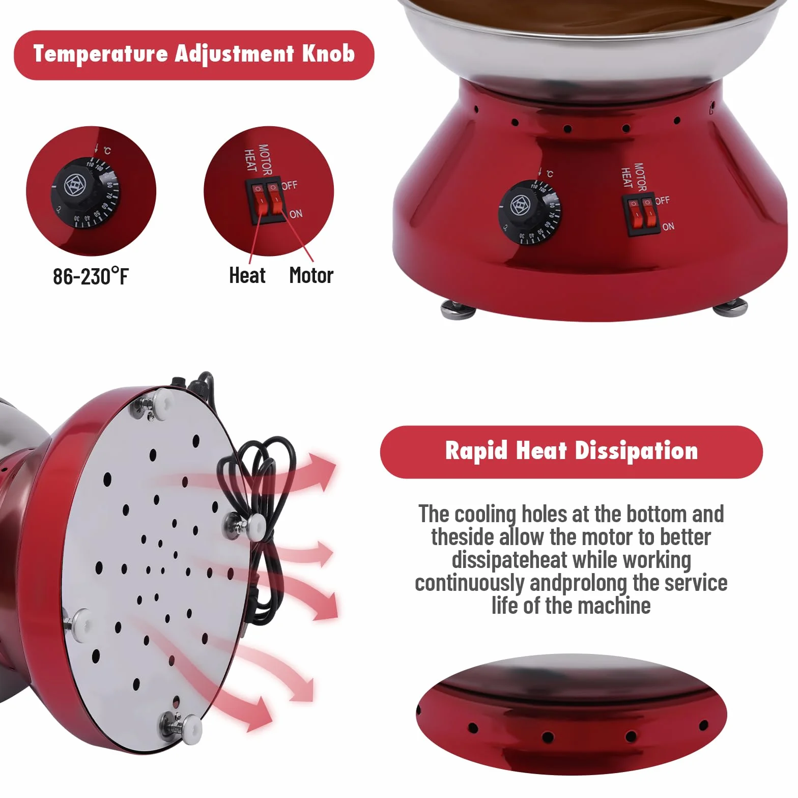 Fuente de chocolate de acero inoxidable, 230 W, 3 L, 5 etapas, con ajuste de temperatura de 30 a 110 °C, para fiestas familiares