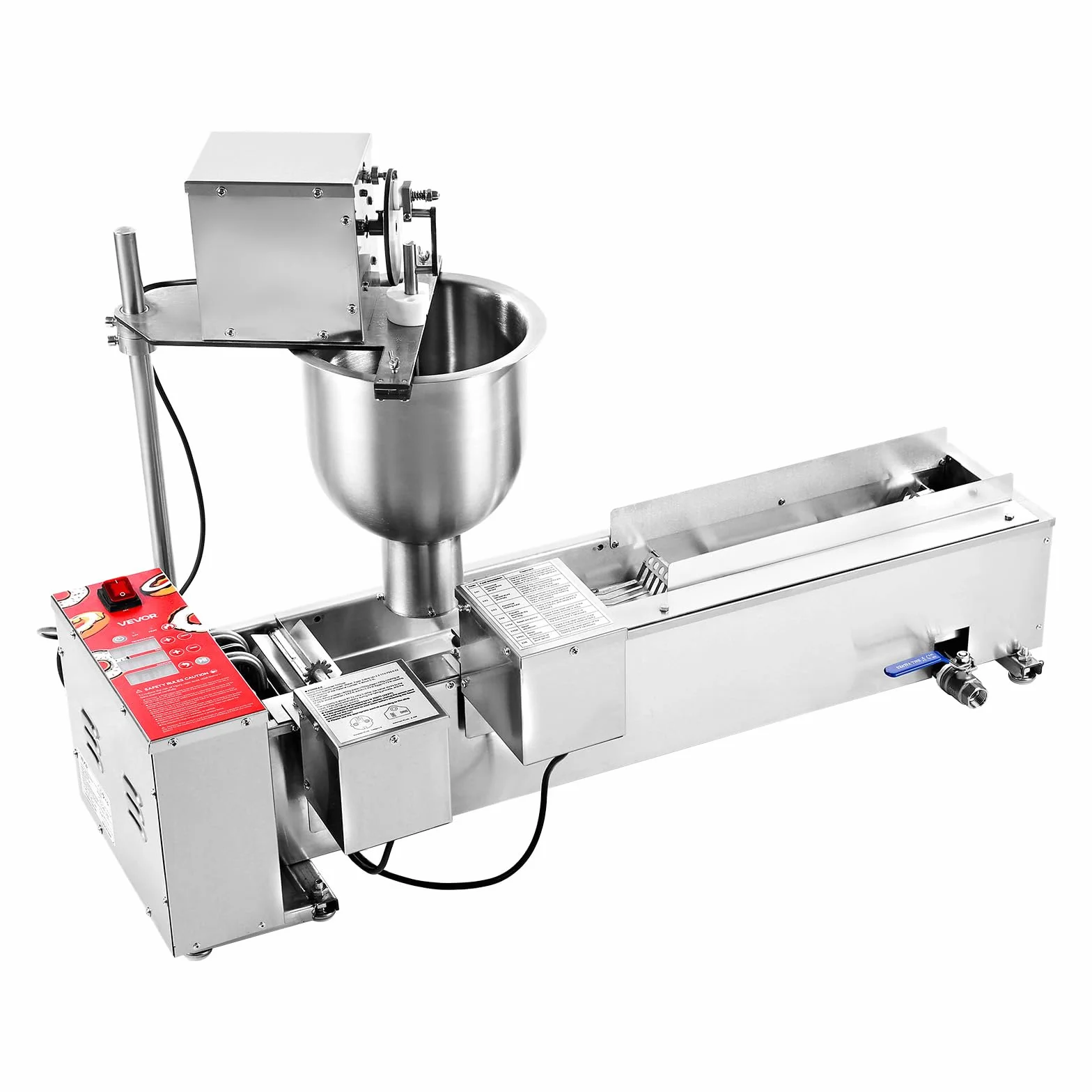 VEVOR Máquina Automática para Hacer Donas, Equipo para Hacer Donas de Una Sola Fila, Alta Potencia de 90 Piezas/Hora, Acero Inoxidable, con Moldes de 3 Tamaños y Conteo Automático, 14,5 L, Plata