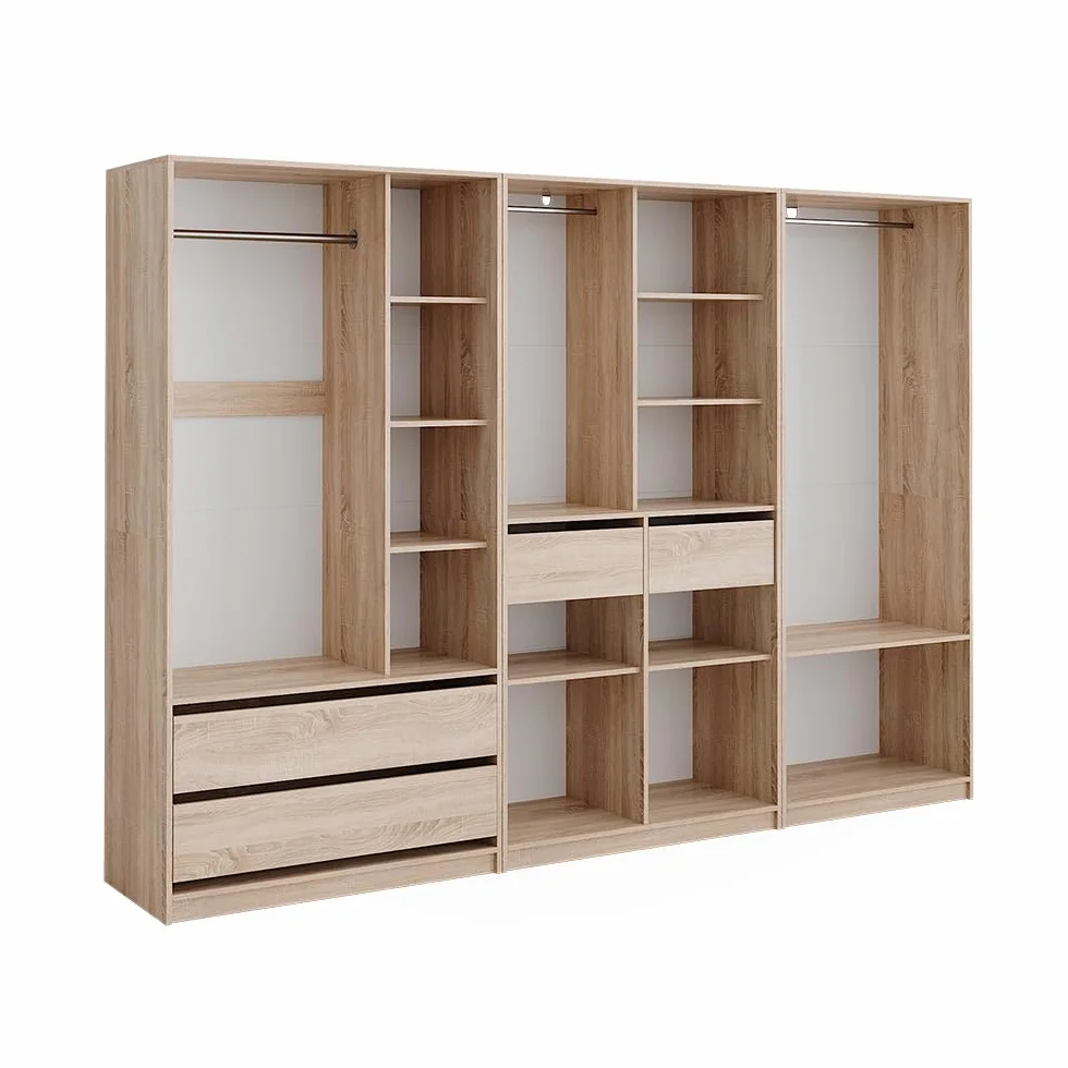 Vicco Armario Elmo, Sonoma, 280 x 200 cm Lote de 3, para un Almacenamiento Flexible de Todo Tipo de Prendas de Vestir