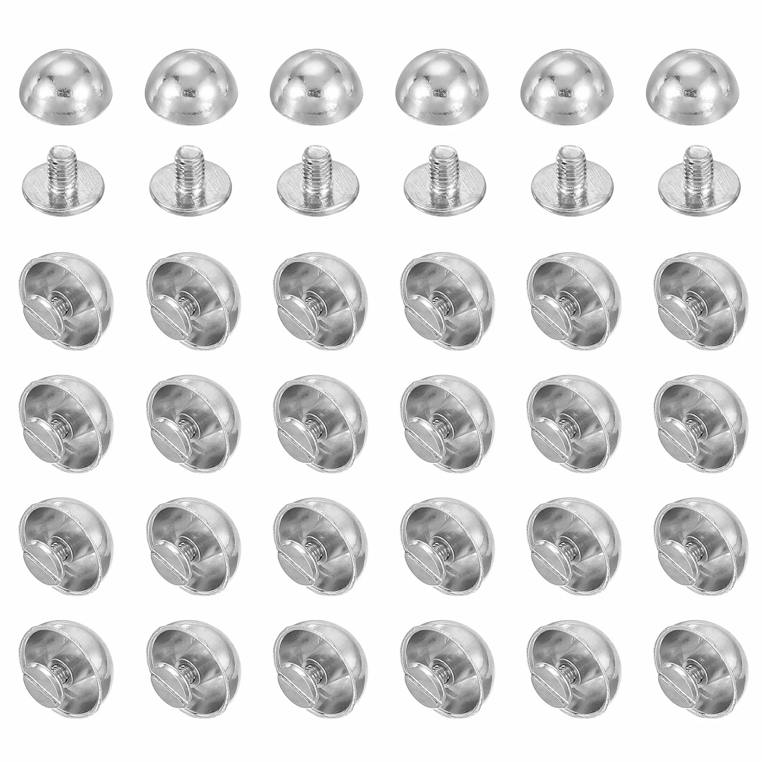 PATIKIL 100 juegos de clavos de cabeza redonda tipo hongo de 13/16 pulgadas, remaches de cabeza redonda para ropa, cuero, manualidades, cinturones, bolsas de mano, color plateado