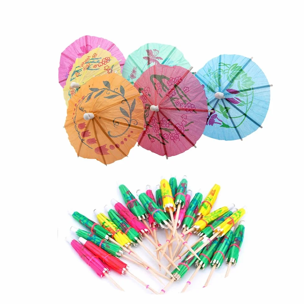 TRIXES 50 Parasoles de Papel Colorido para Fiestas Decoración Bebidas Cócteles Sombrillas
