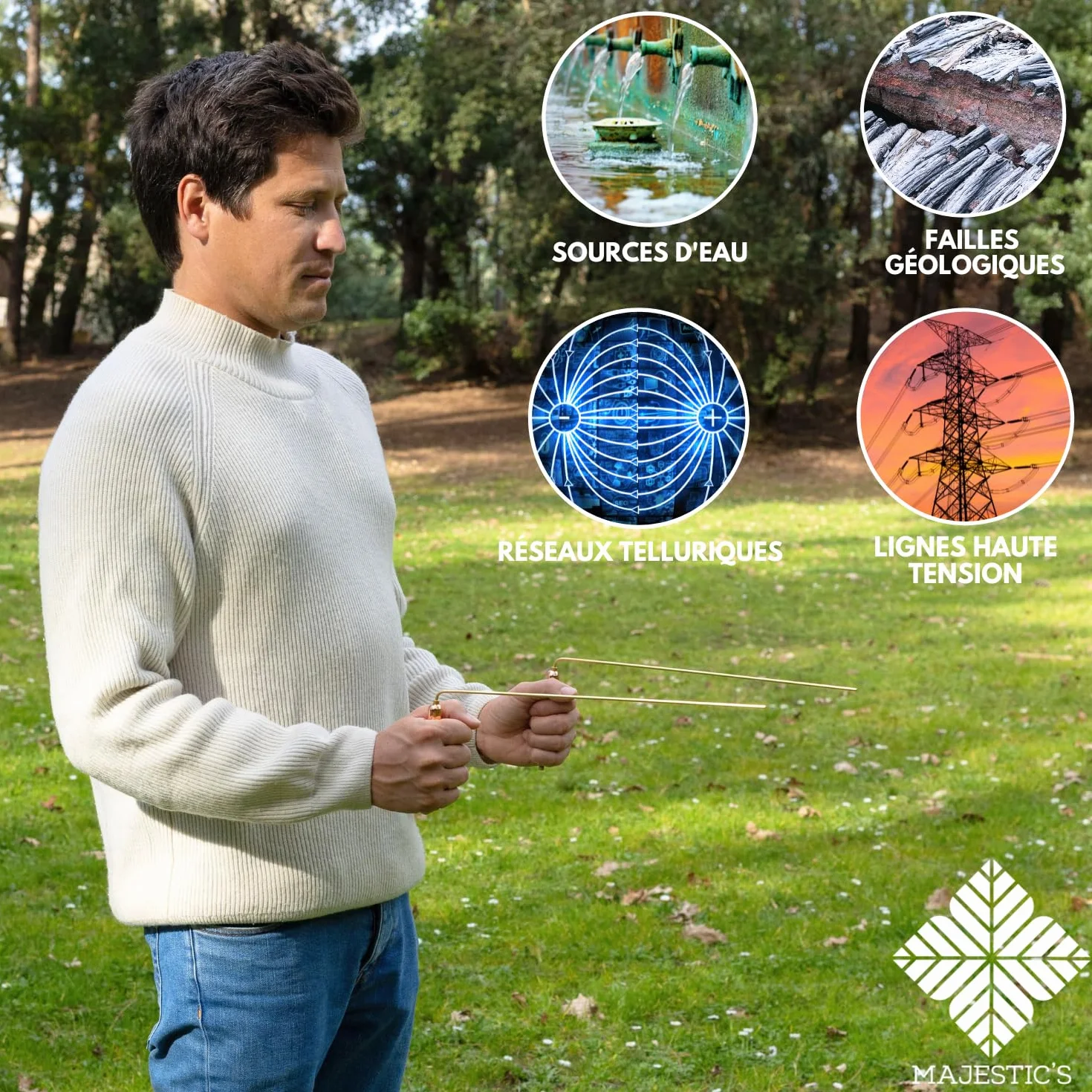 Varillas de Radiestesia Profesionales de Cobre Modelo DELUJO - Varita para buscar Agua, Adivinación, Geobiología