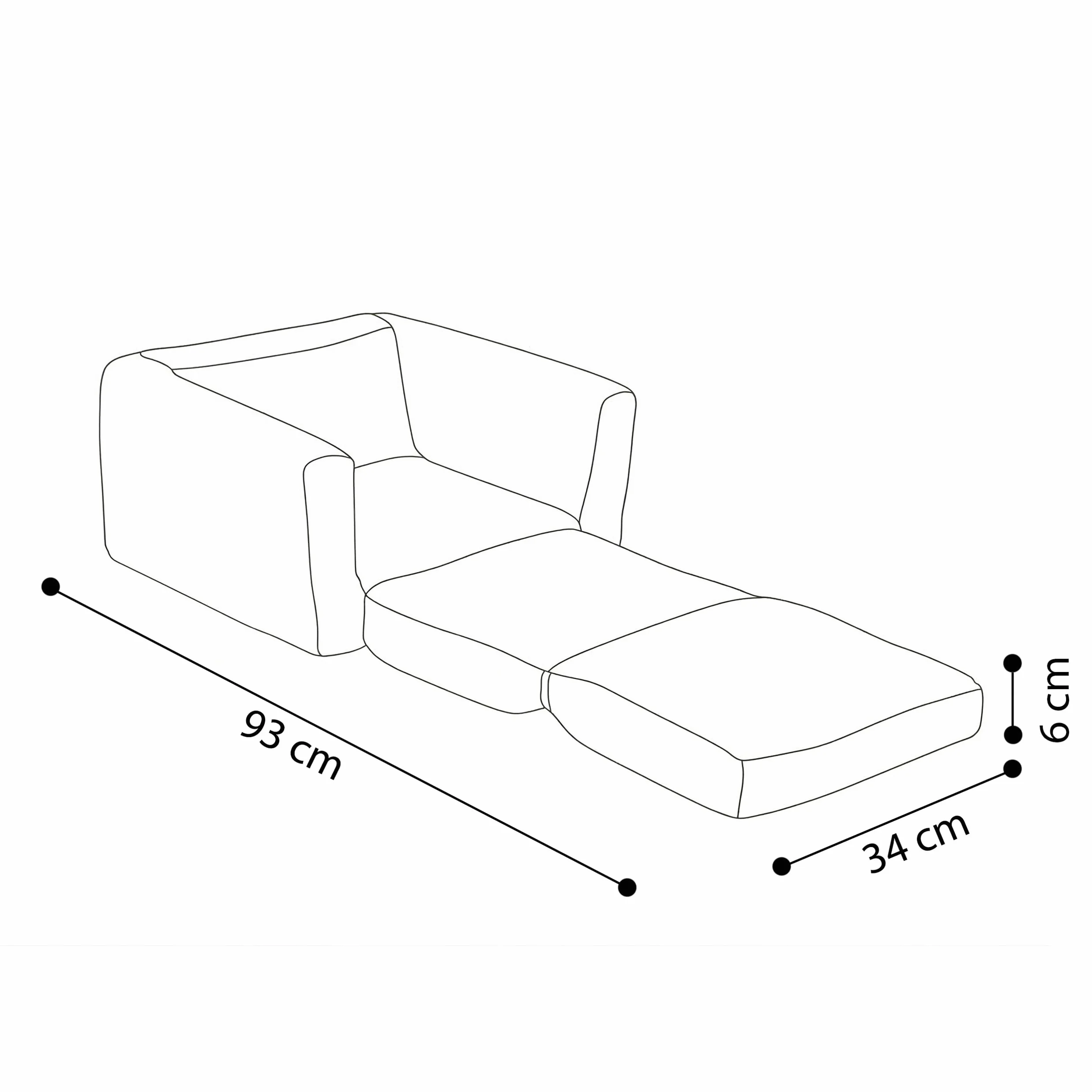 MISIOO Sillón infantil CUBIE de pana, sillón plegable para niños y bebé, suave sillón para habitación infantil, plegable para tumbarse, pequeño sillón para bebés
