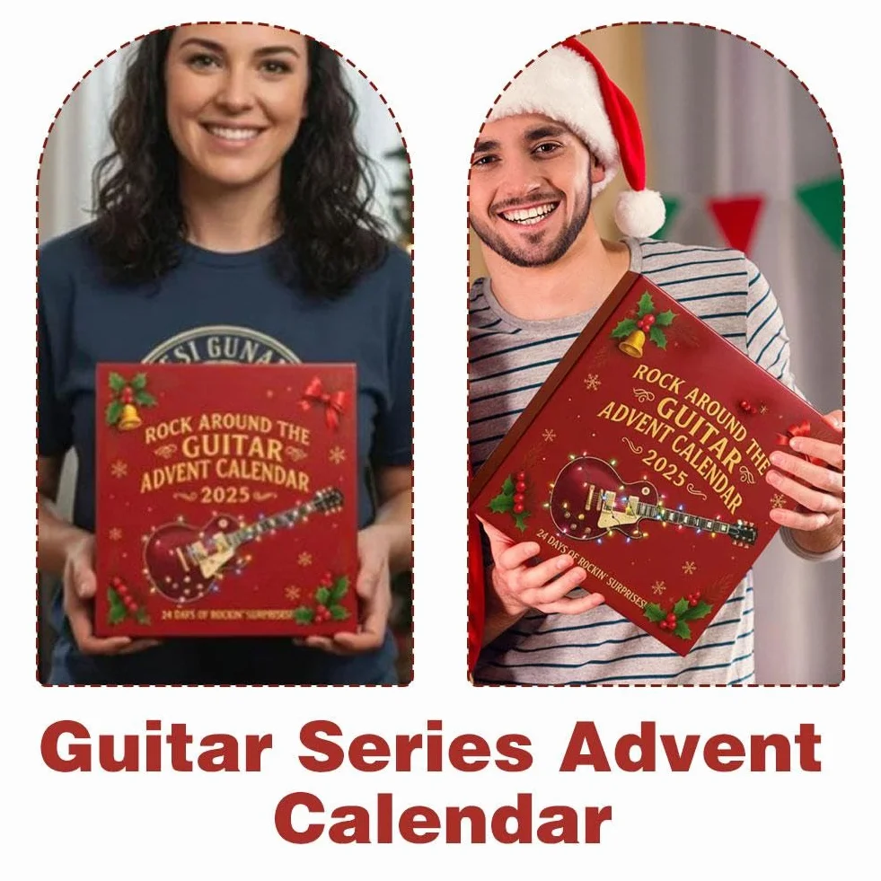 Calendario de Adviento 2025 Guitarra Rock – 24 Mini Adornos de Guitarra Eléctrica Acrílica 2D