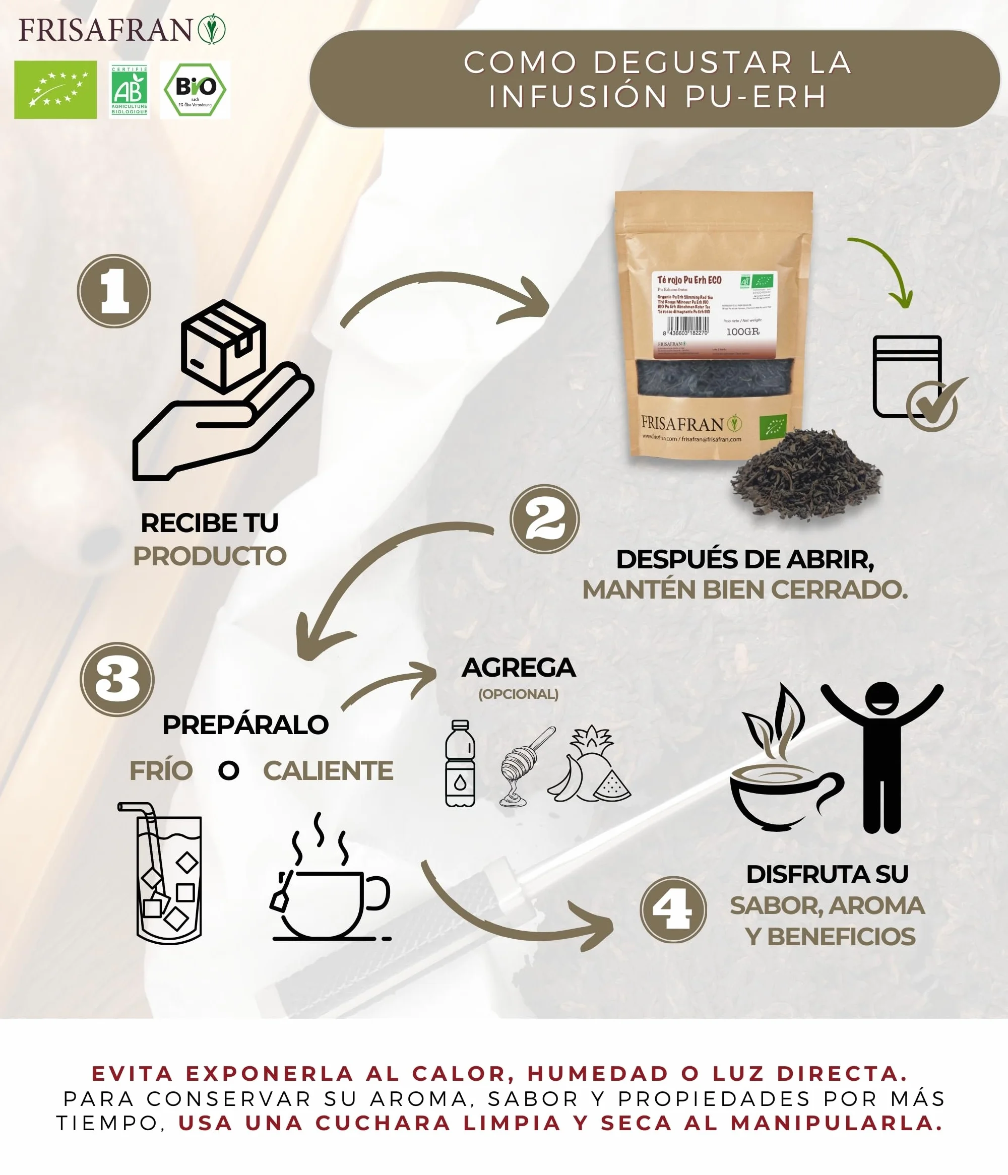 Té Rojo Pu Erh Ecológico 200g Adelgazante Diurético Digestivo Detox Quemagrasa
