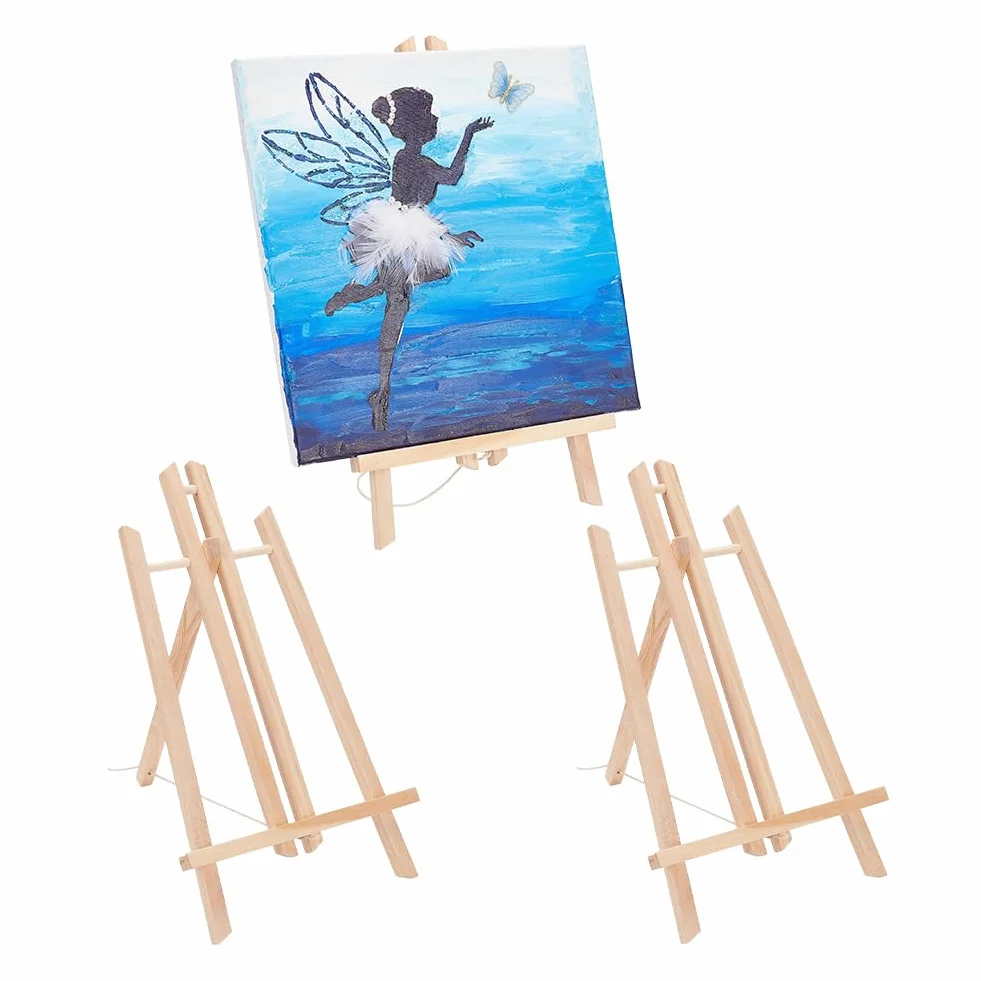 NBEADS 3 Caballete de Madera, Caballete de 39cm Caballete de Madera Plegable Caballetes de Exhibición de Pintura de Mesa Caballete de Artista con Marco En H para Pintar Artes Y Manualidades