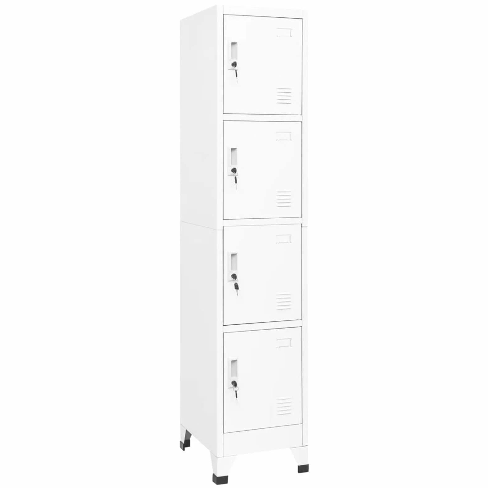 Armario Metálico Taquilla Vestuario 4 Puertas con Cerradura Blanco 38x45x180 cm