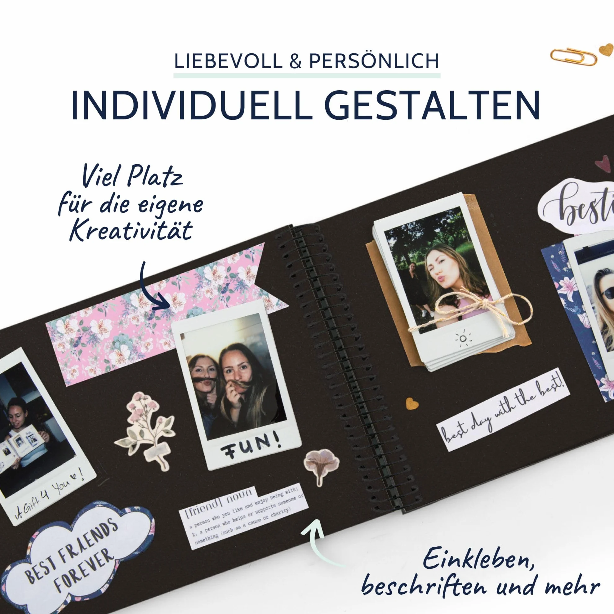 goldbuch Álbum de Fotos en Espiral Bella Vista 25997, álbum de Fotos de 35 x 30 cm, 40 páginas Negras, álbum de Recuerdos de Lino, álbum de Fotos para Pegar Fotos y Fotos, Color Negro