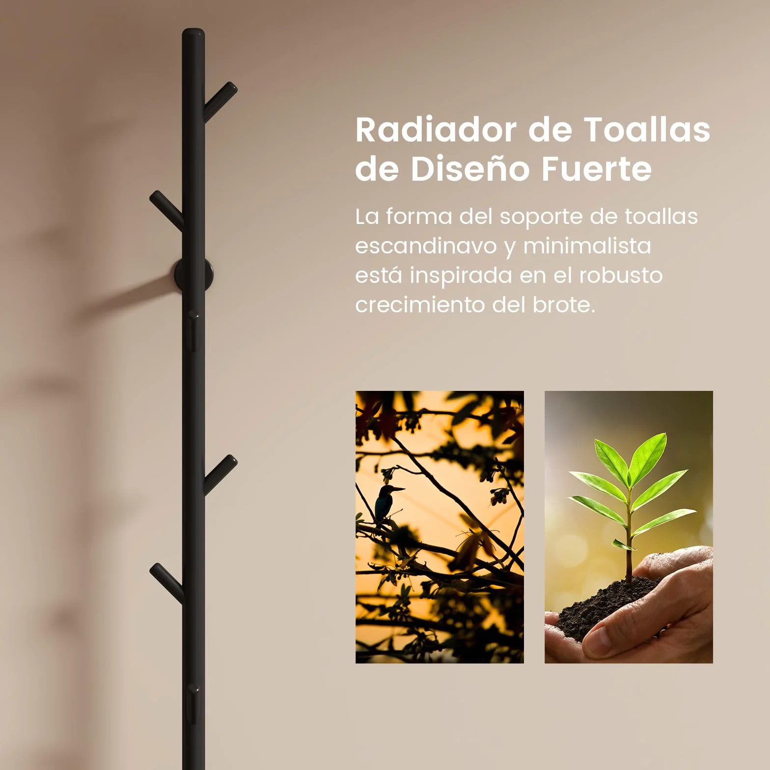 EMKE Toallero Eléctrico de baño, Diseño de toallero eléctrico con Barra, Control de Temperatura Inteligente, toallero Calefactor con 6 Ganchos, Negro