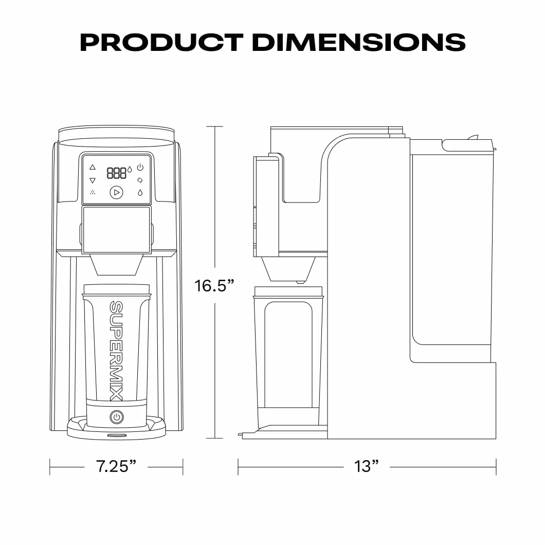 BREZZA Supermix - Máquina automática de batidos de proteínas, dispensador eléctrico de polvo y sistema de taza de mezcla, Tritan sin BPA de 24 onzas, 95% de precisión, batidos sin grumos en 25