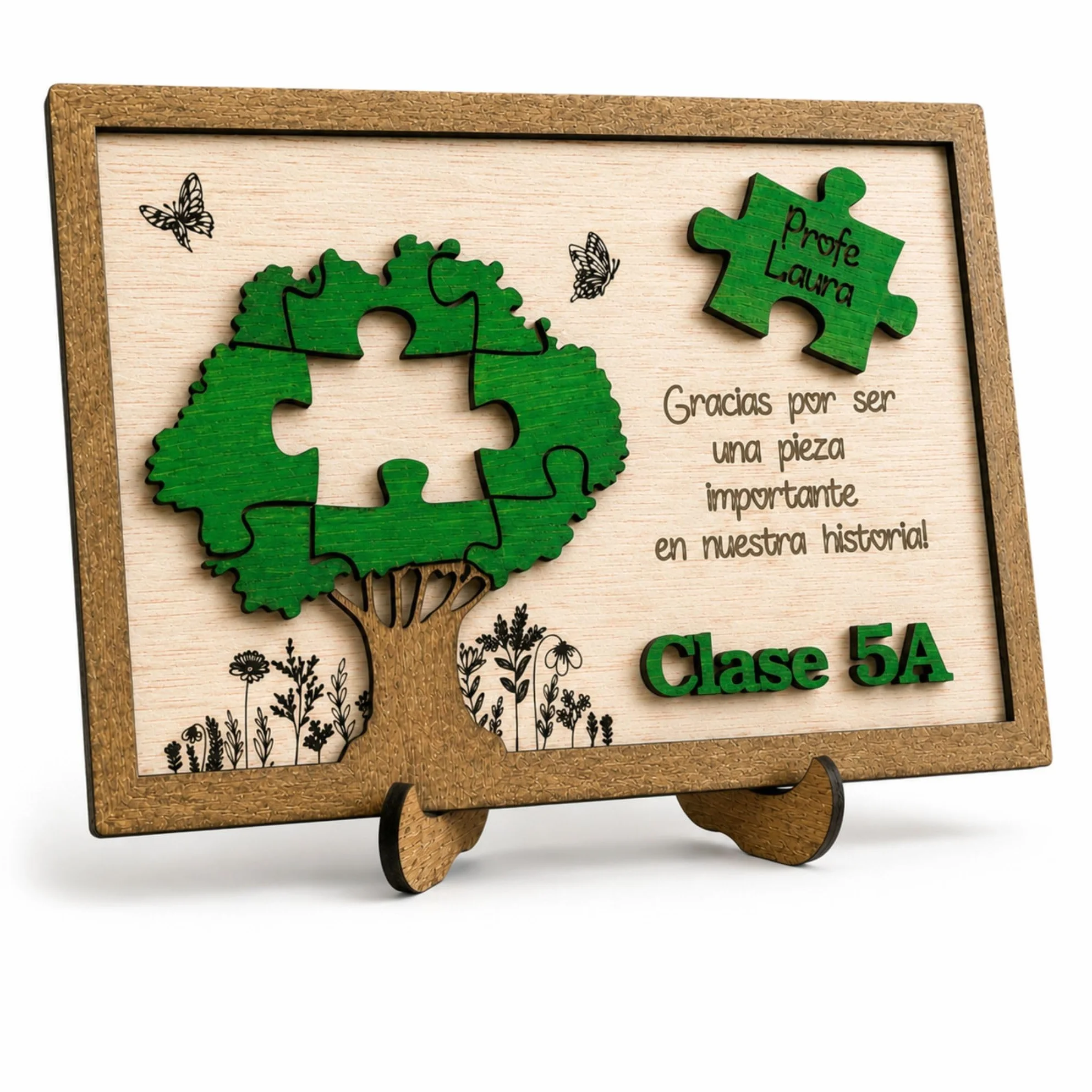 Regalo Profesora Personalizado Árbol Marco Gracias Profe con Nombres | Profesor Fin de Curso|Regalo Profe Original de Madera|Profesores Infantil Primaria Guardería|Olesea