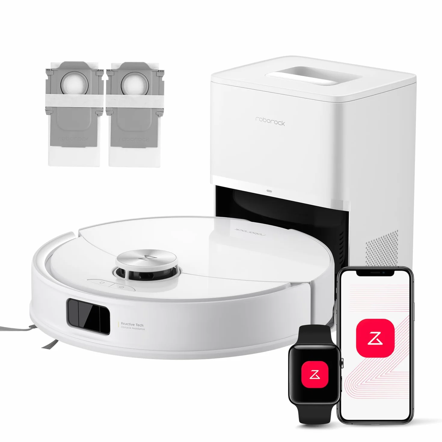 Roborock Q10 S5+ Set Robot Aspirador y Fregasuelo 2 en 1 10000 Pa Doble Sistema Antienredos Obstacle Avoidance 7 Weeks Self-Emptying Navegación PreciSense LiDAR Control por App Blanco