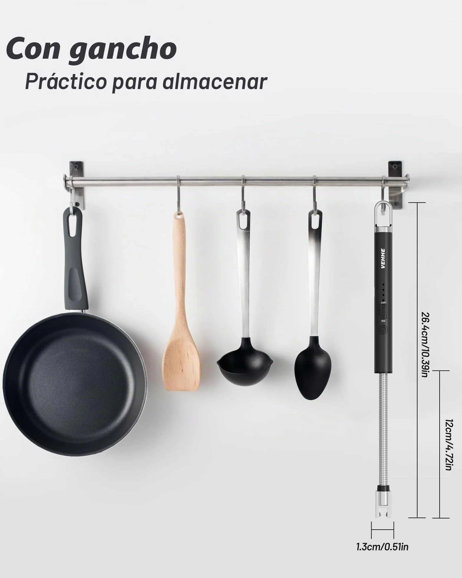 Encendedor de Arco Eléctrico Recargable VEHHE con Indicador LED de Batería USB, Mechero Largo para Cocina, Velas, Estufas de Gas y Camping
