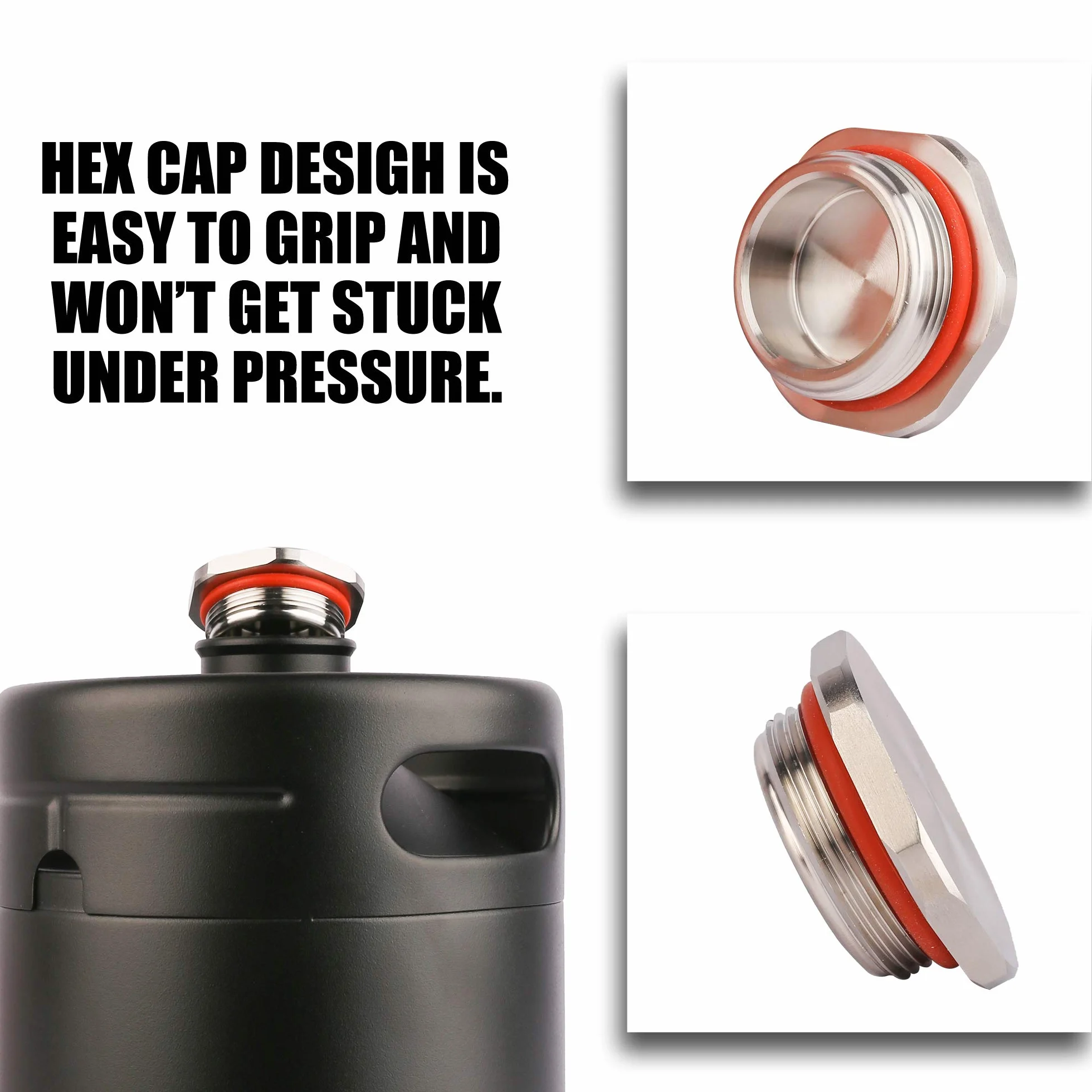 TMCRAFT - Mini barril de cerveza de acero inoxidable con funda de aislamiento, sistema portátil de dispensador para el hogar para calado, cerveza casera y cerveza artesanal (negro mate)
